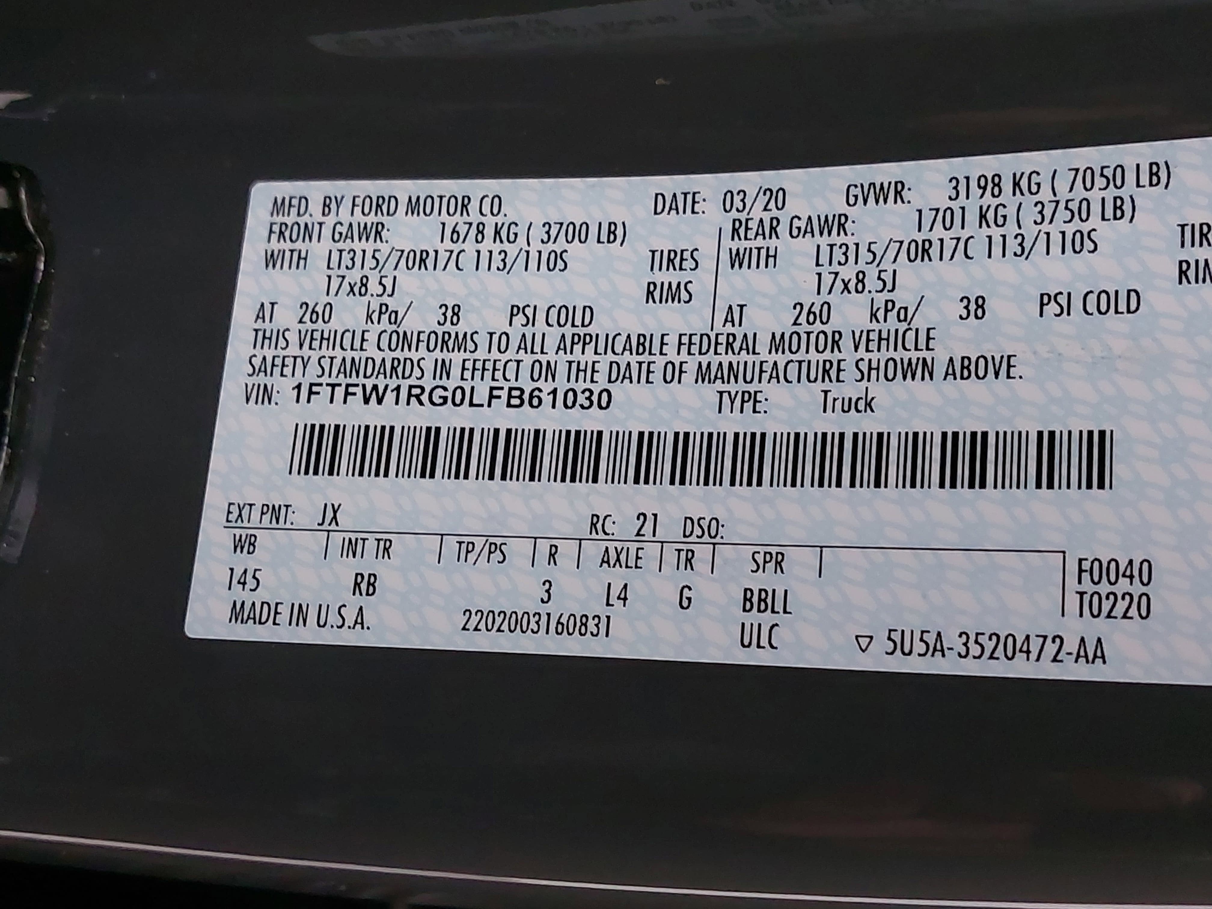 2020 Ford F-150 Raptor