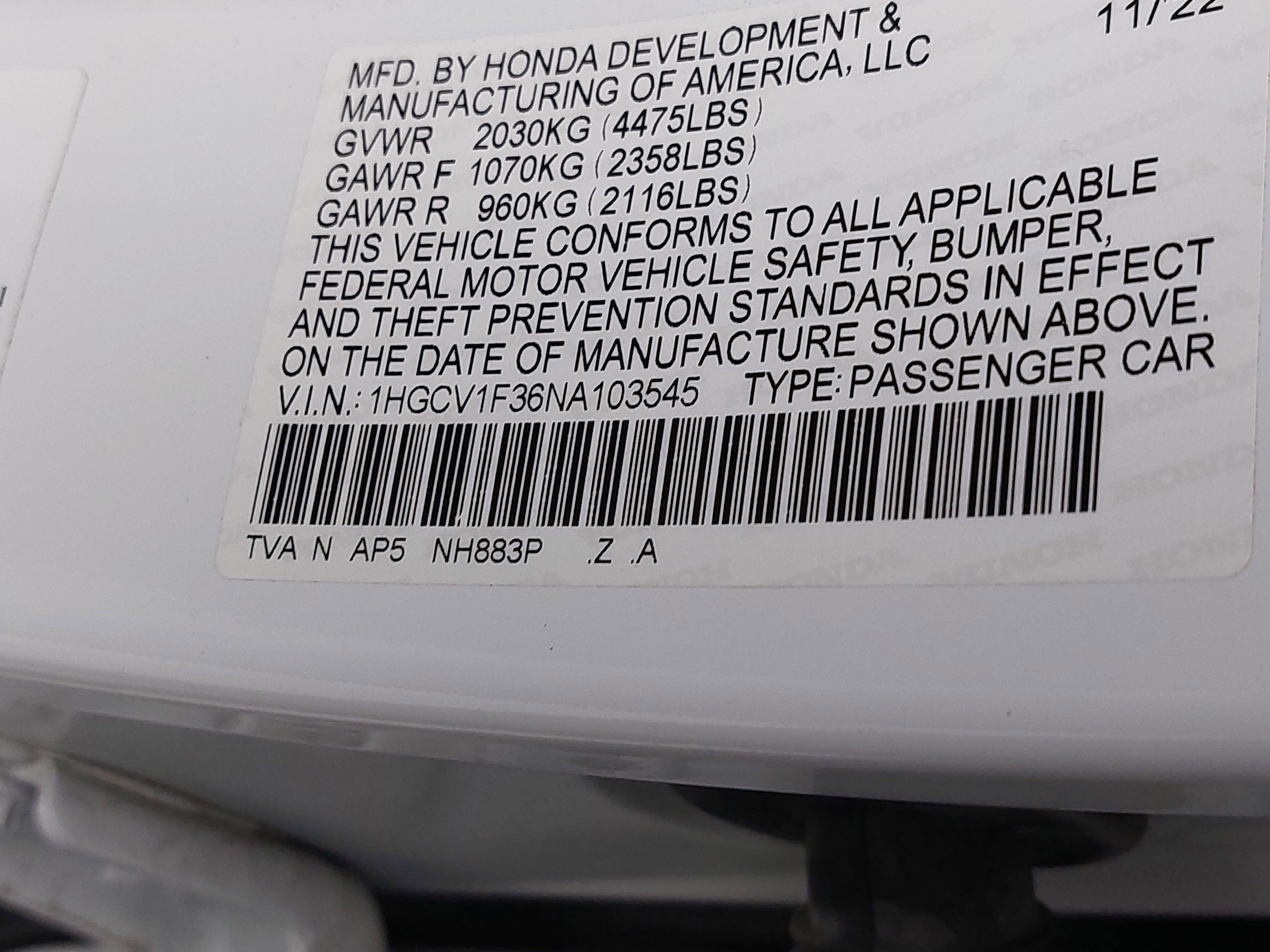 2022 Honda Accord Sport