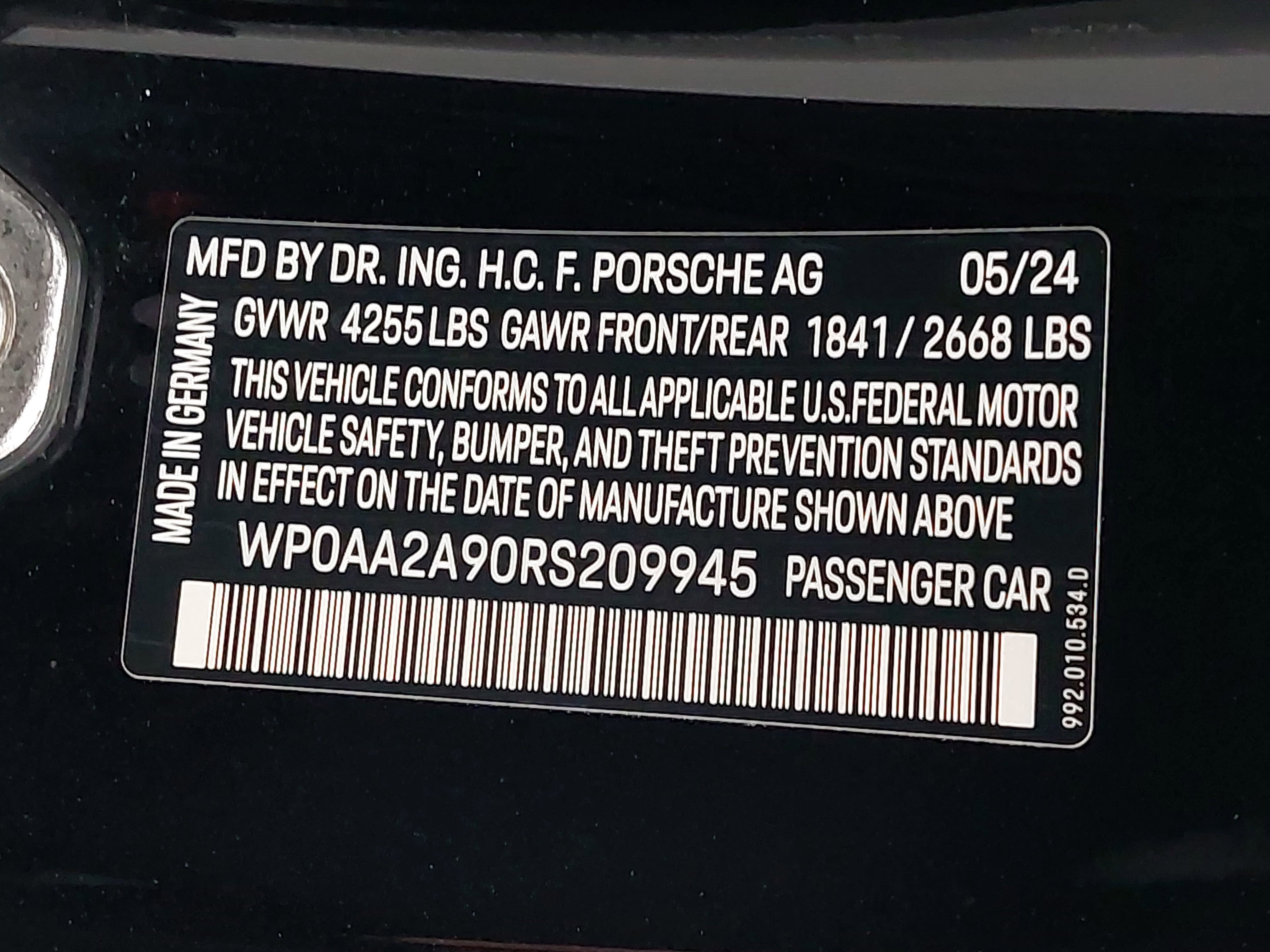 2024 Porsche 911 Carrera T