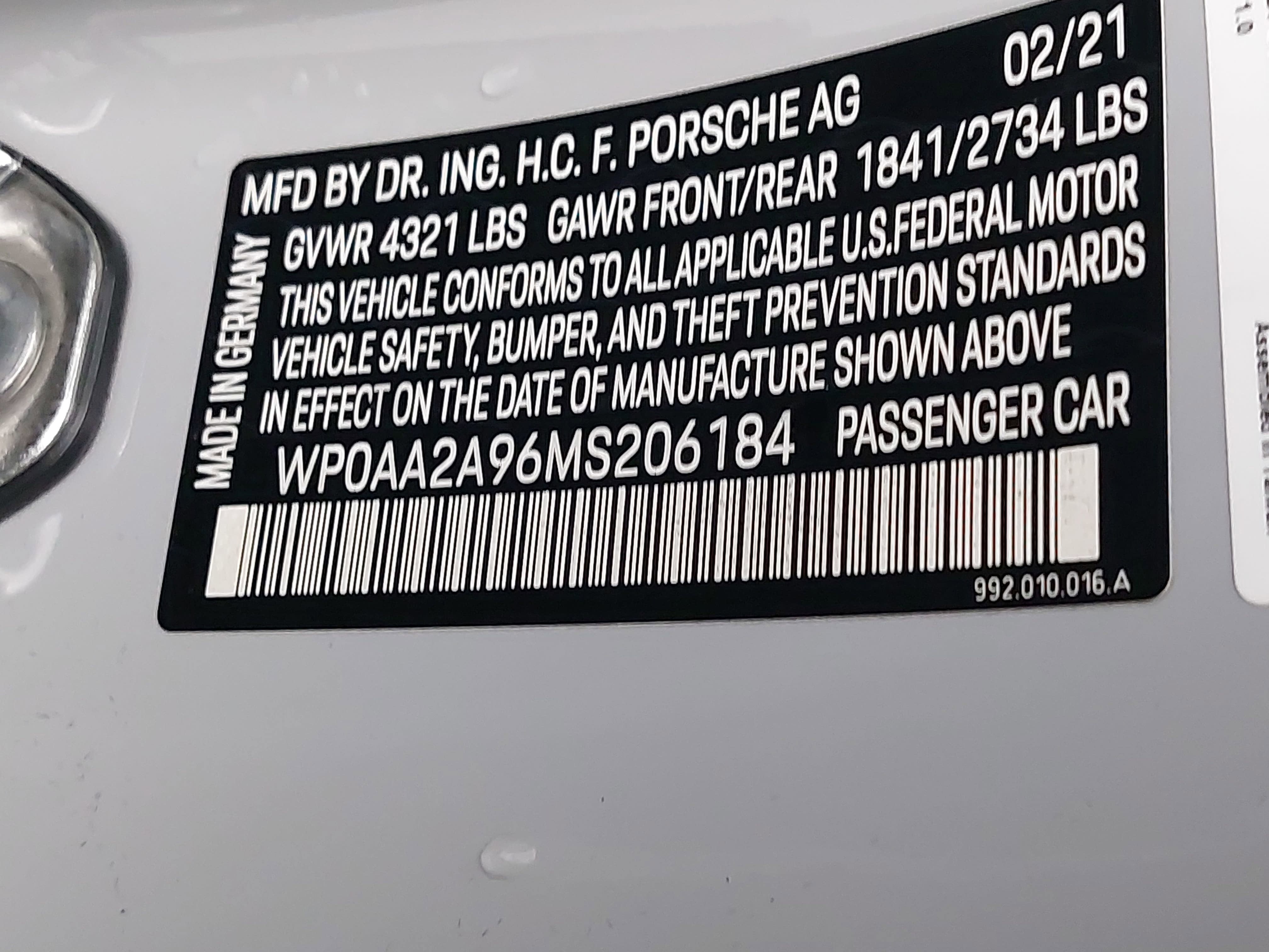 2021 Porsche 911 Carrera