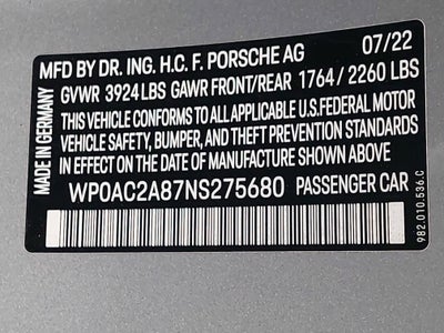 2022 Porsche 718 Cayman GT4