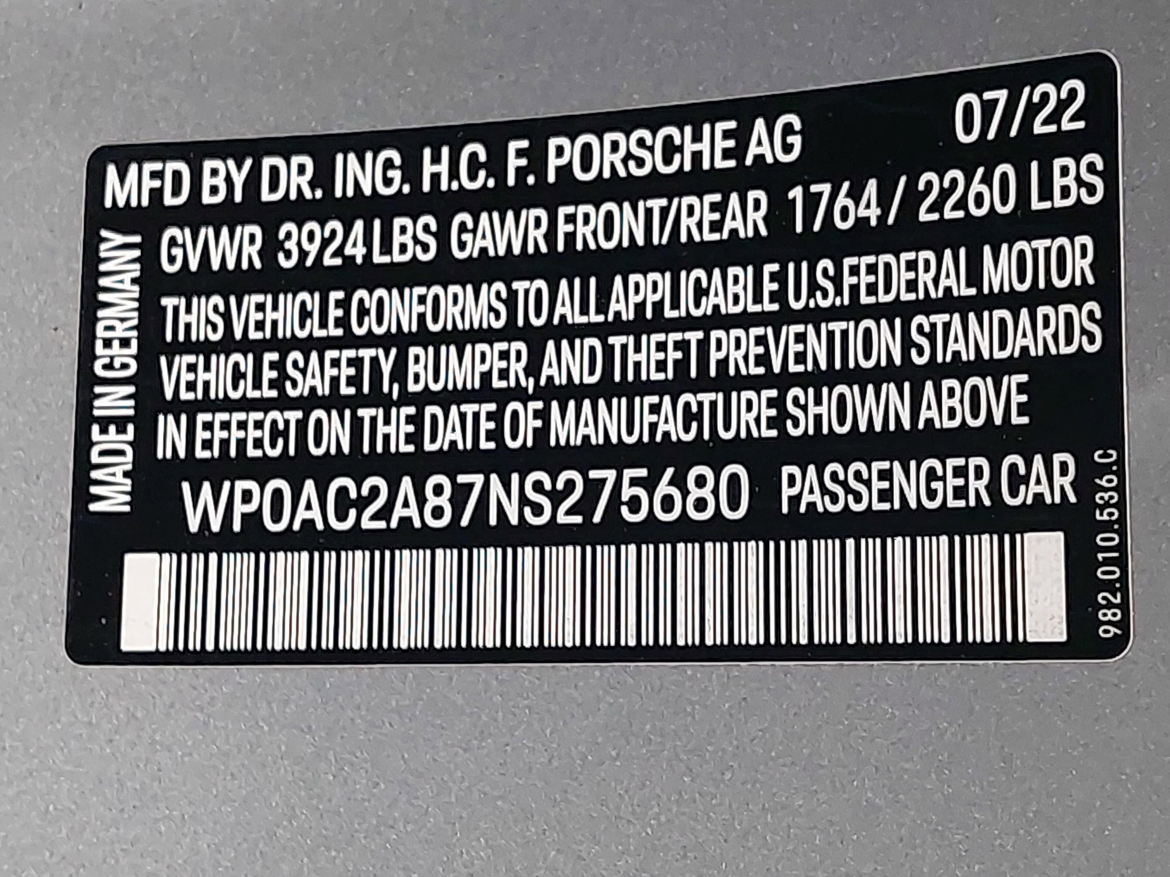 2022 Porsche 718 Cayman GT4