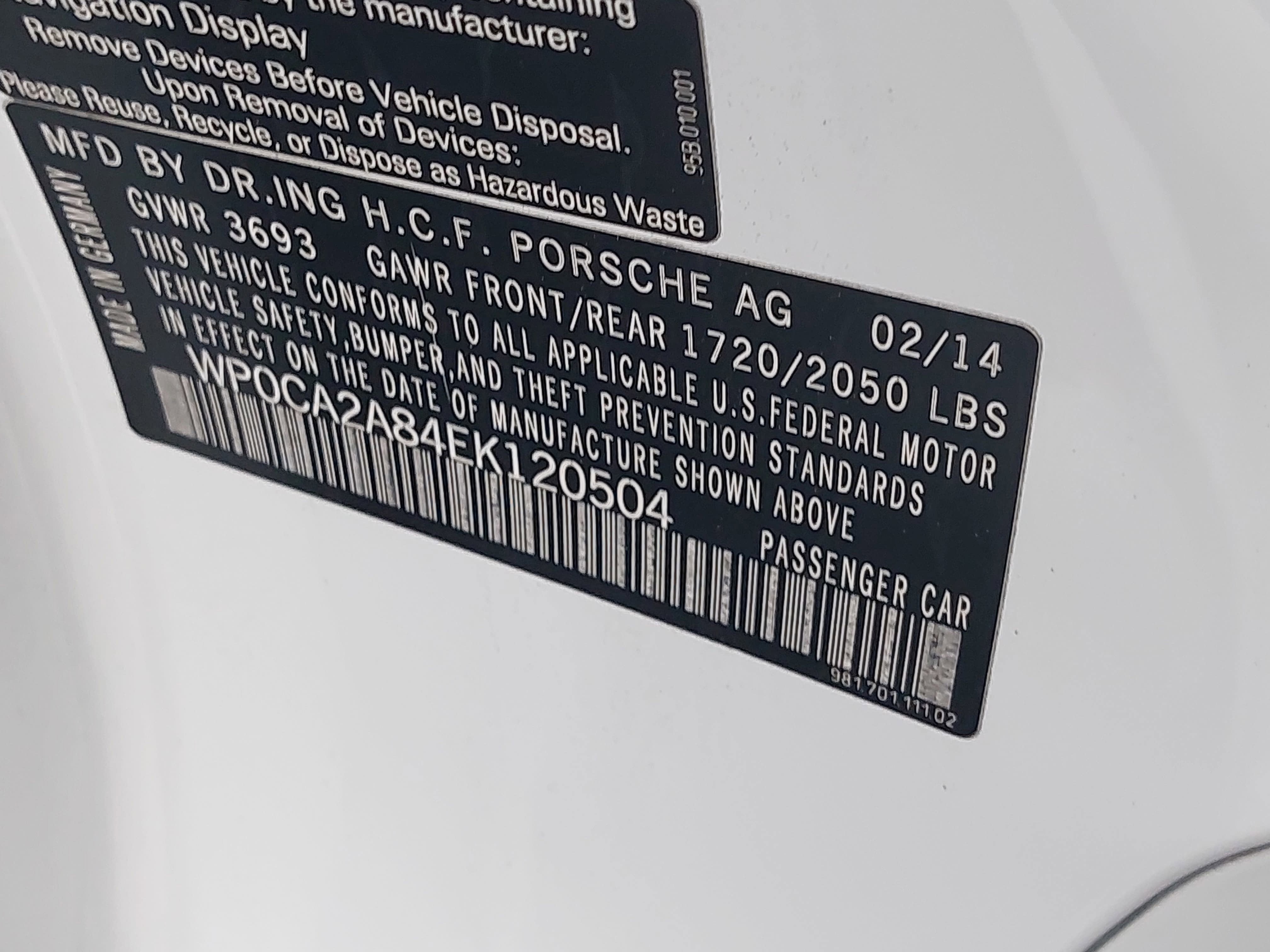 2014 Porsche Boxster .