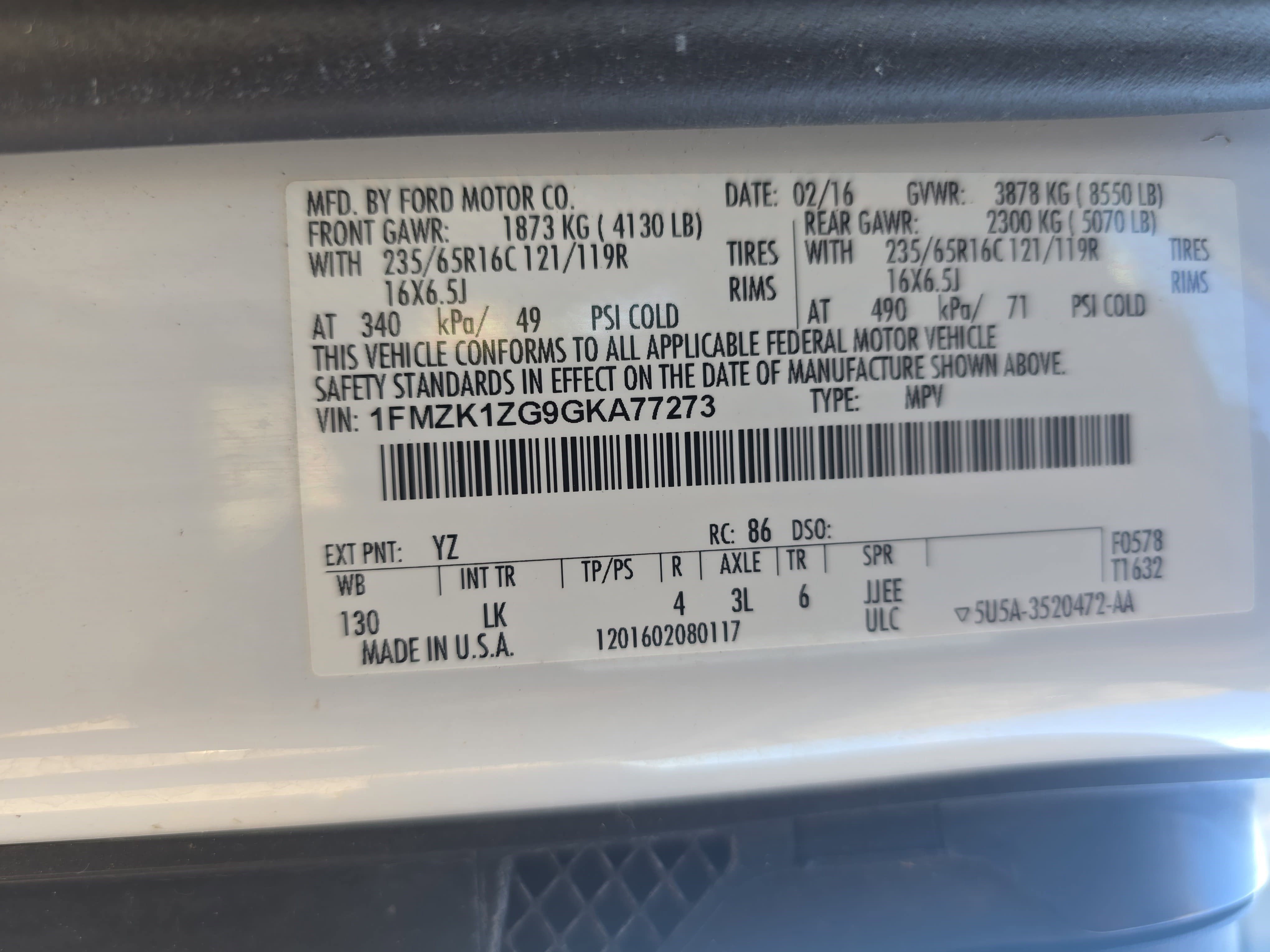 2016 Ford Transit Wagon T-150 130 Low Roof XLT Swing-Out RH Dr