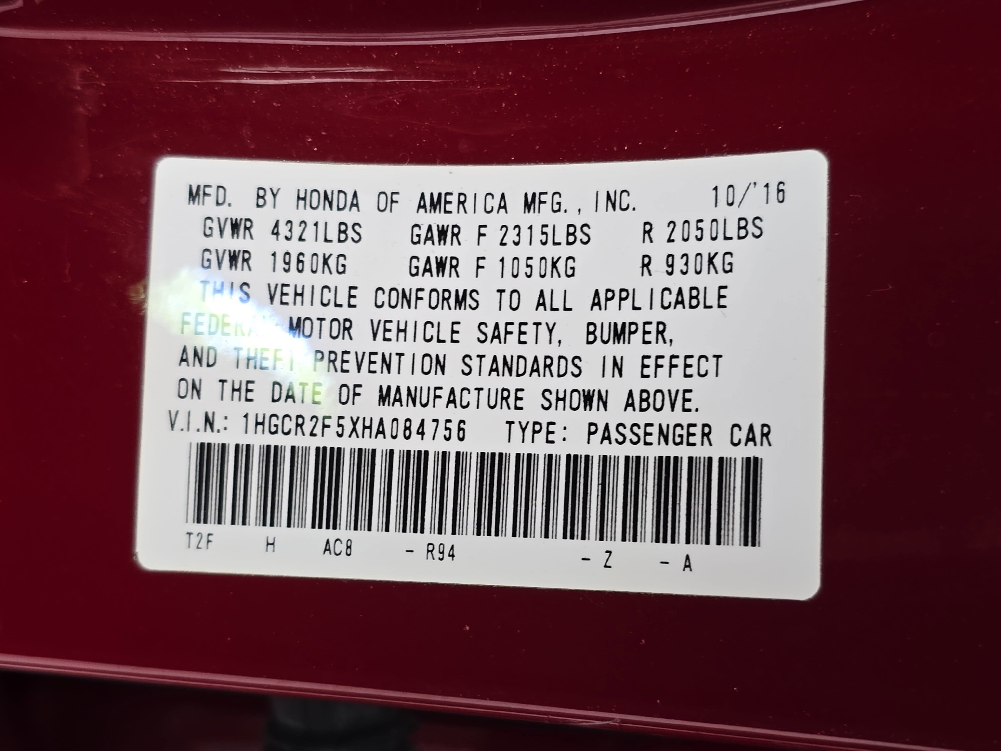 2017 Honda Accord Sport CVT