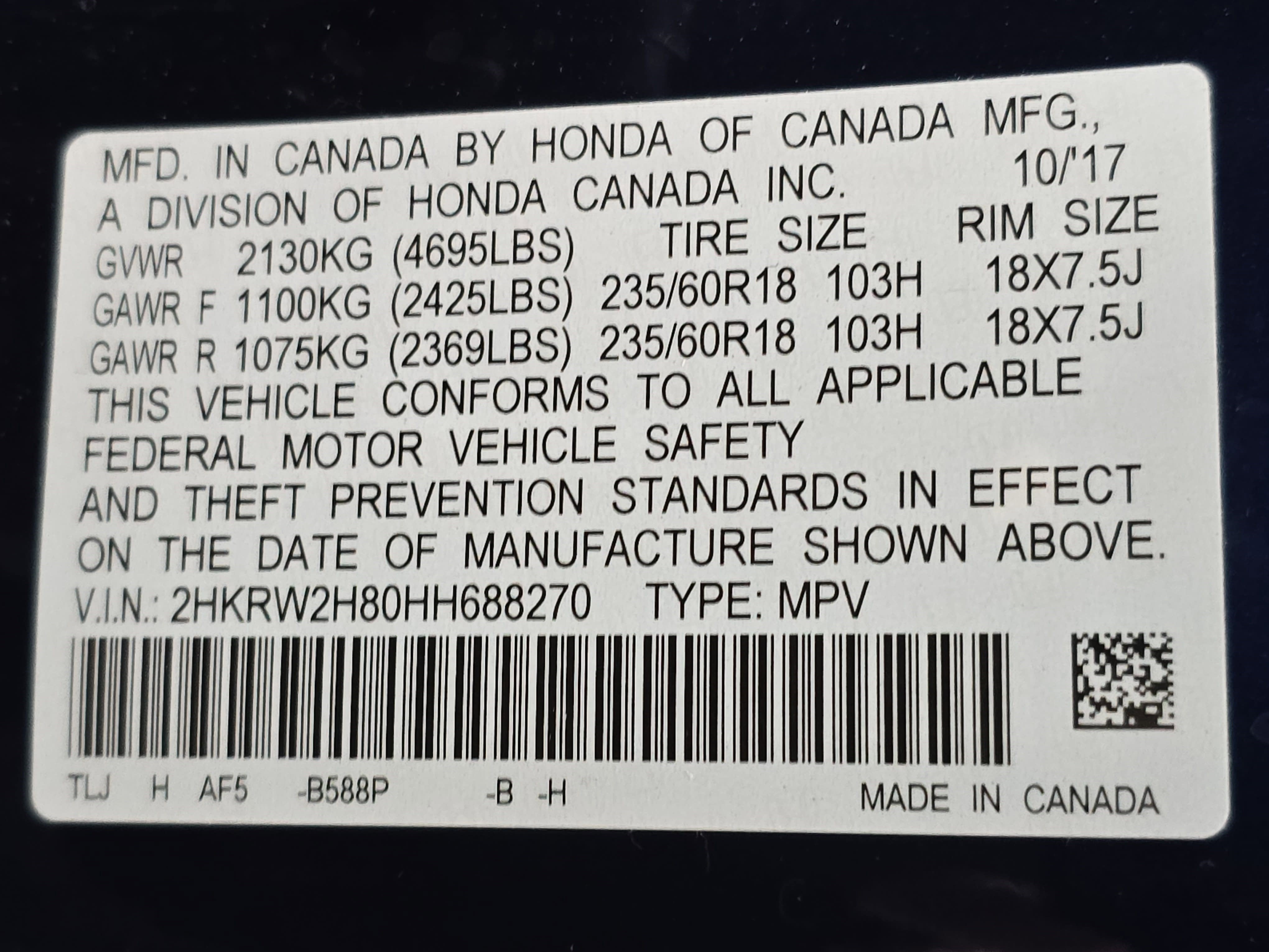 2017 Honda CR-V Base