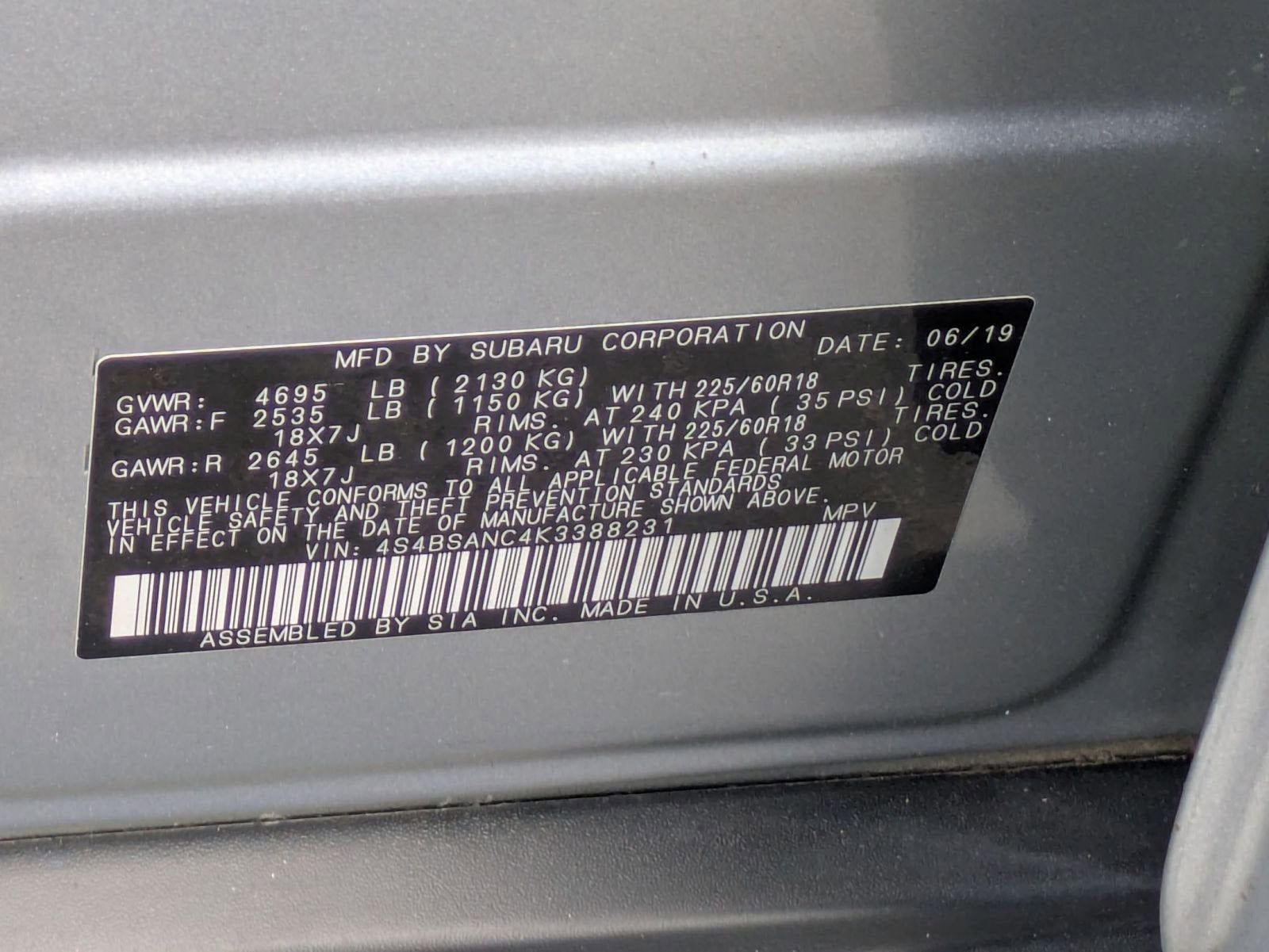 2019 Subaru Outback 2.5i Limited