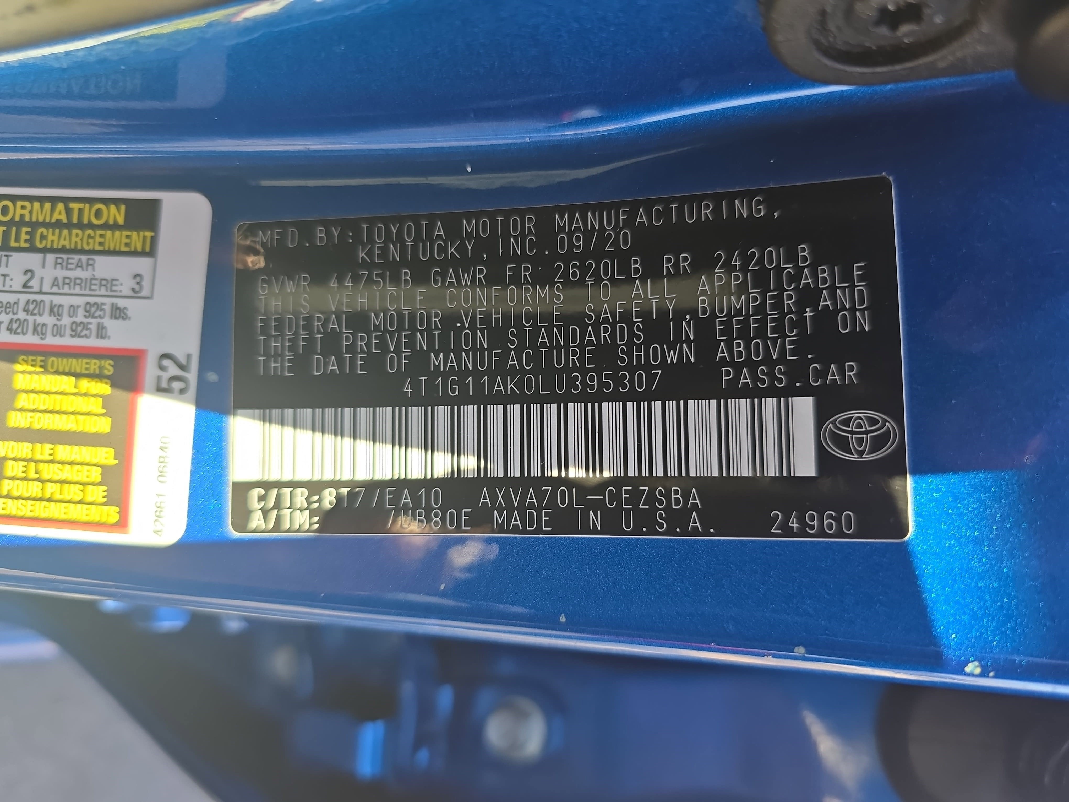 2020 Toyota Camry SE Auto