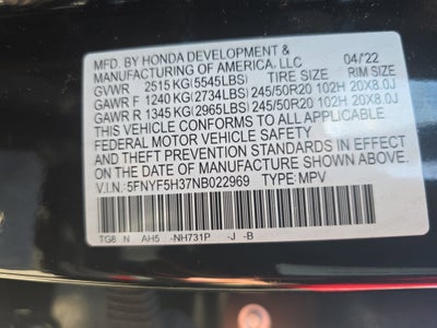 2022 Honda Pilot Sport 2WD