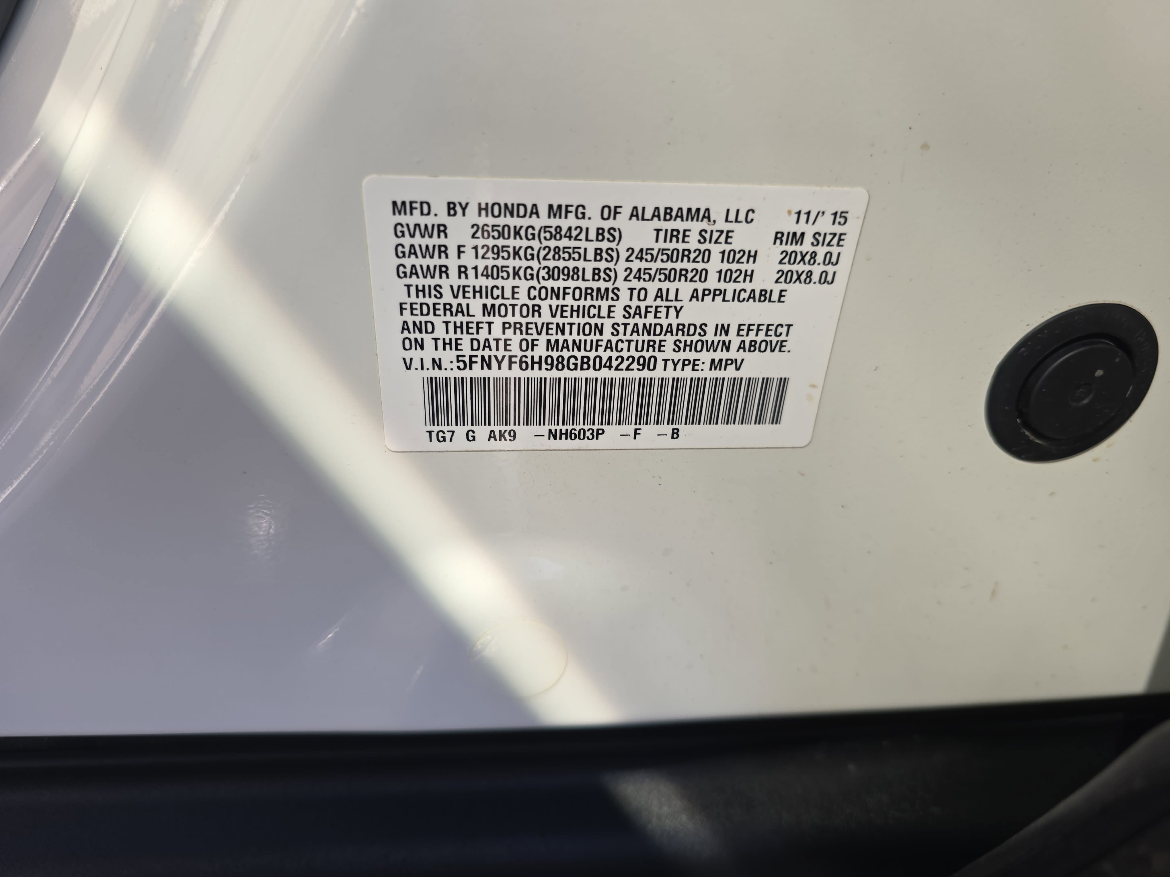 2016 Honda Pilot AWD 4dr Touring w/RES & Navi