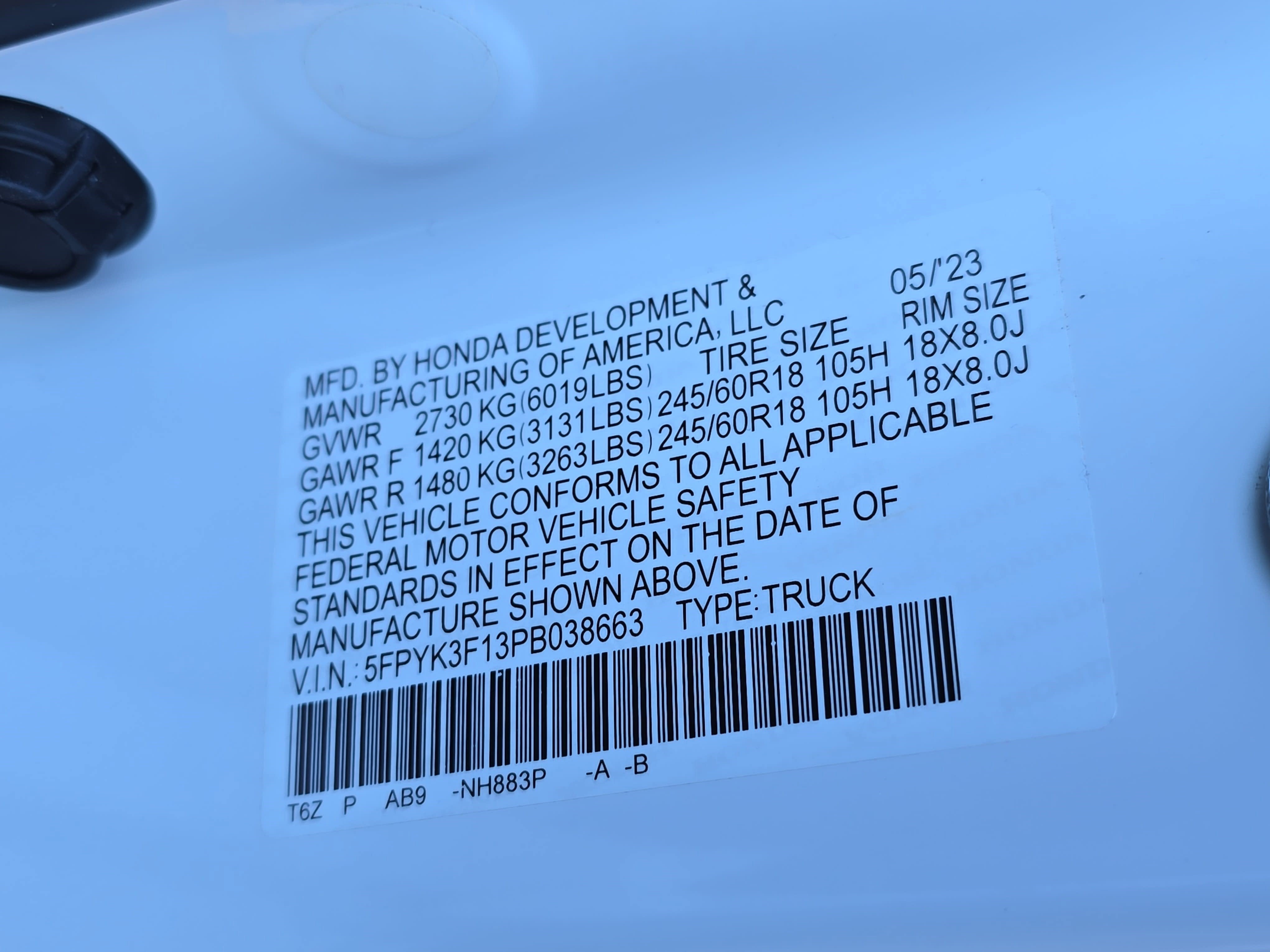 2023 Honda Ridgeline Sport AWD