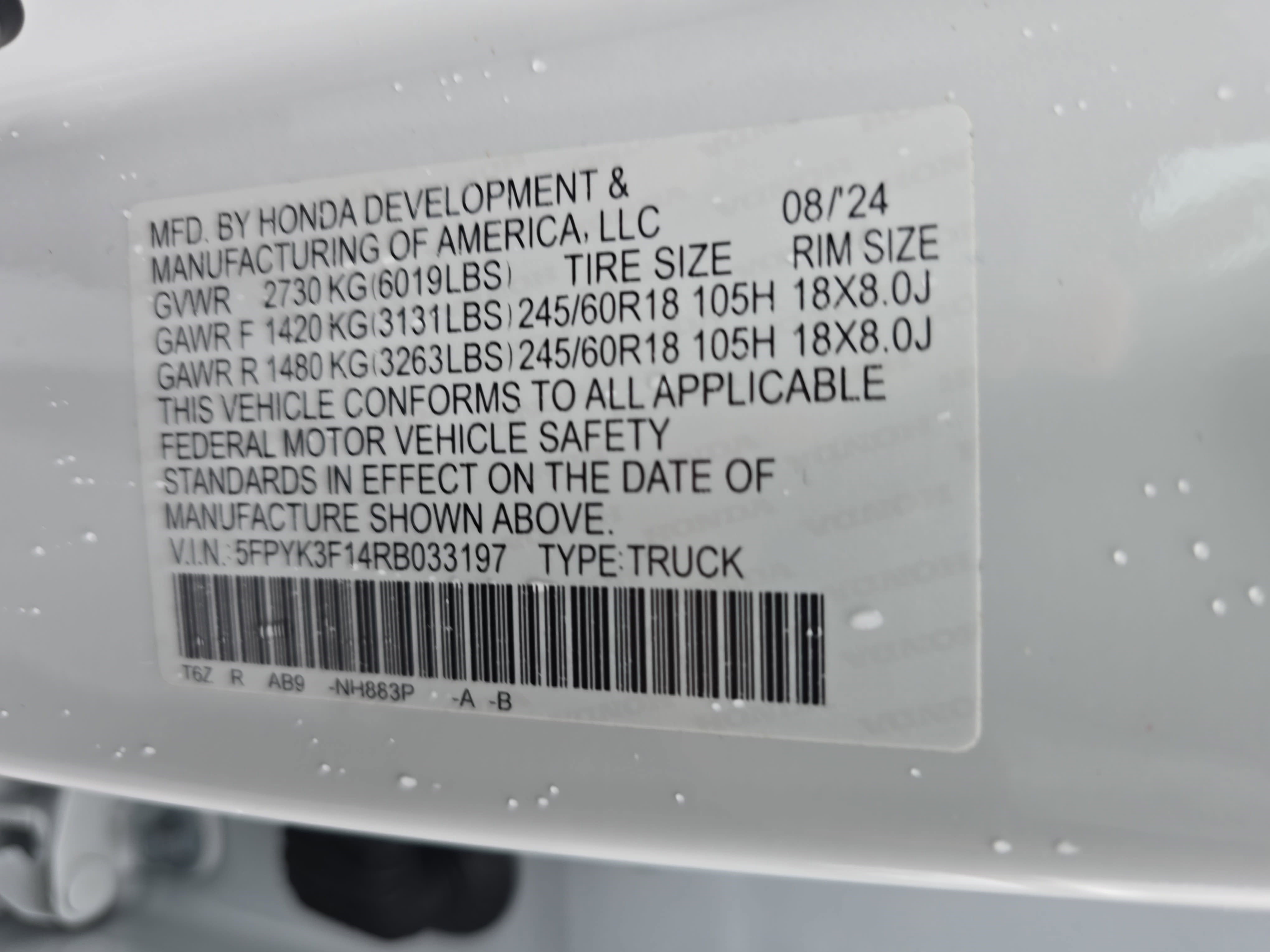 2024 Honda Ridgeline Sport AWD