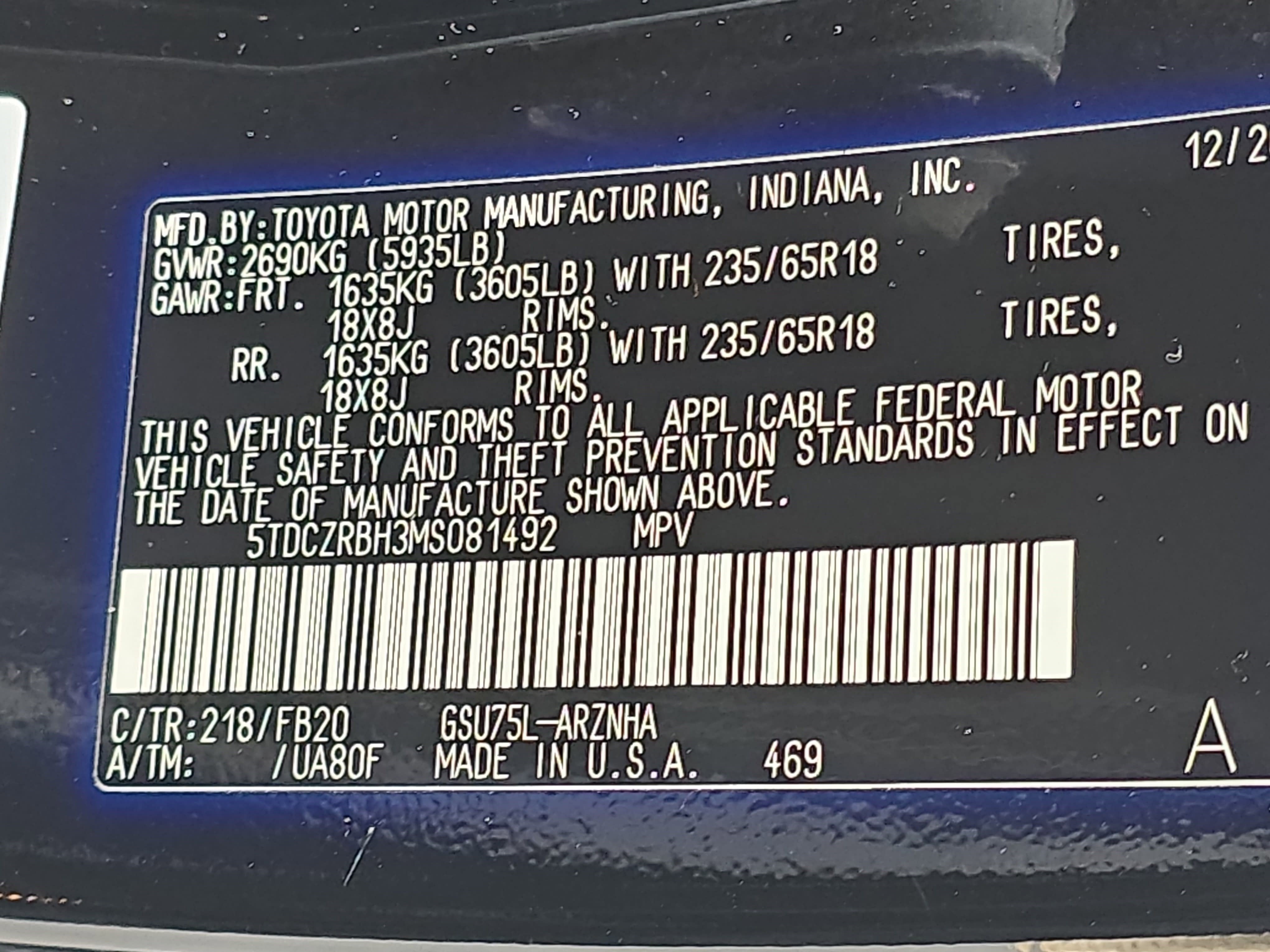 2021 Toyota Highlander L AWD