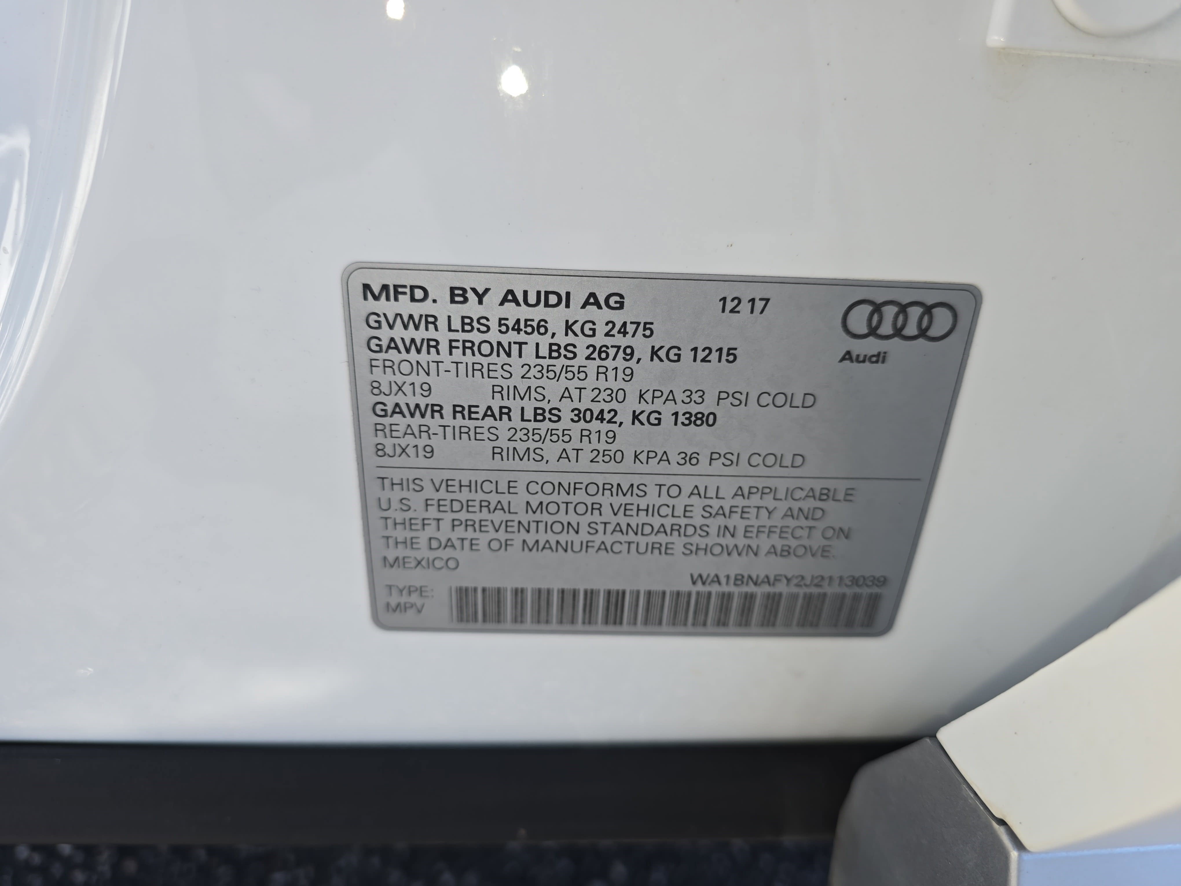 2018 Audi Q5 2.0 TFSI Premium Plus