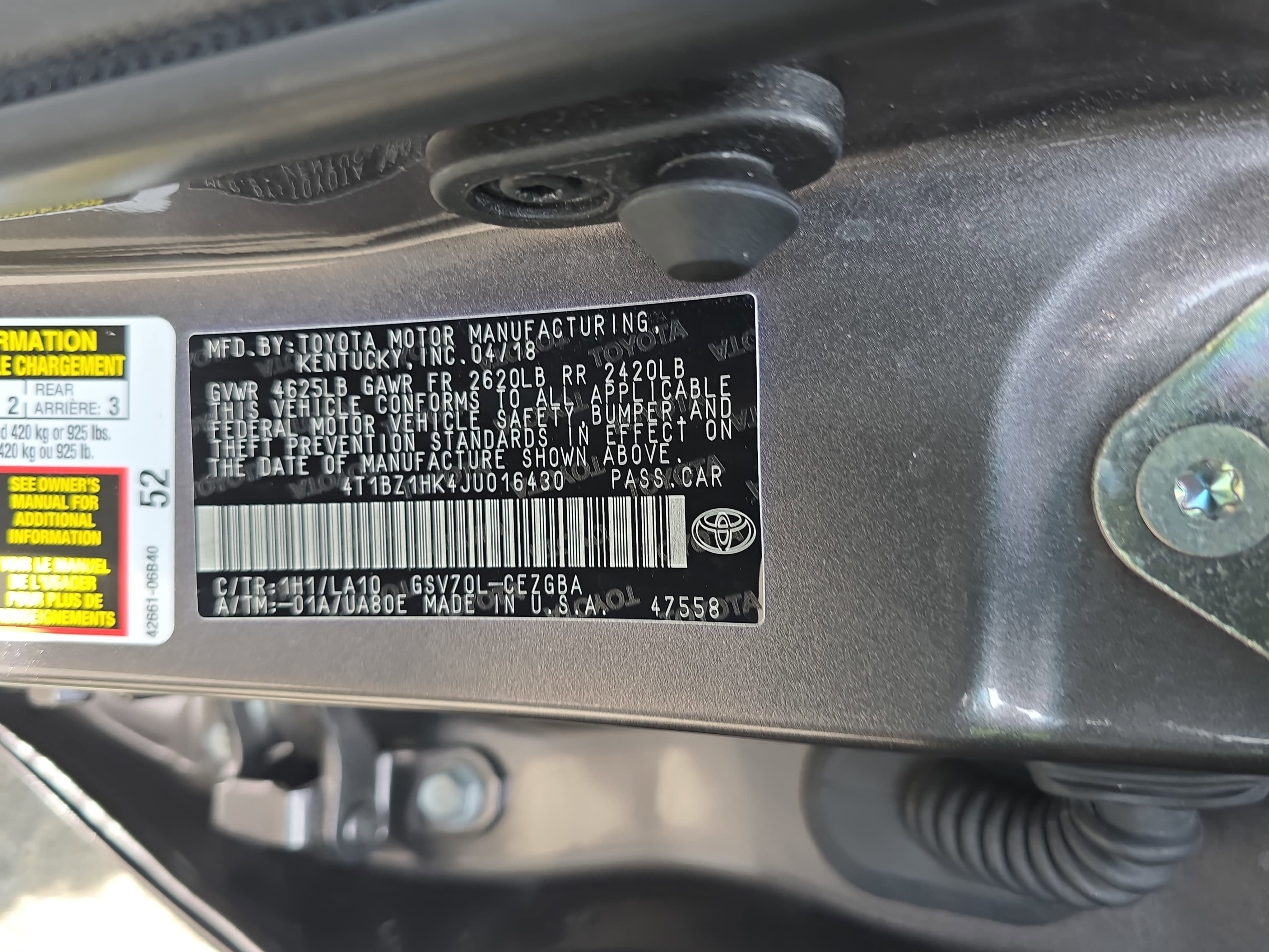 2018 Toyota Camry XLE V6