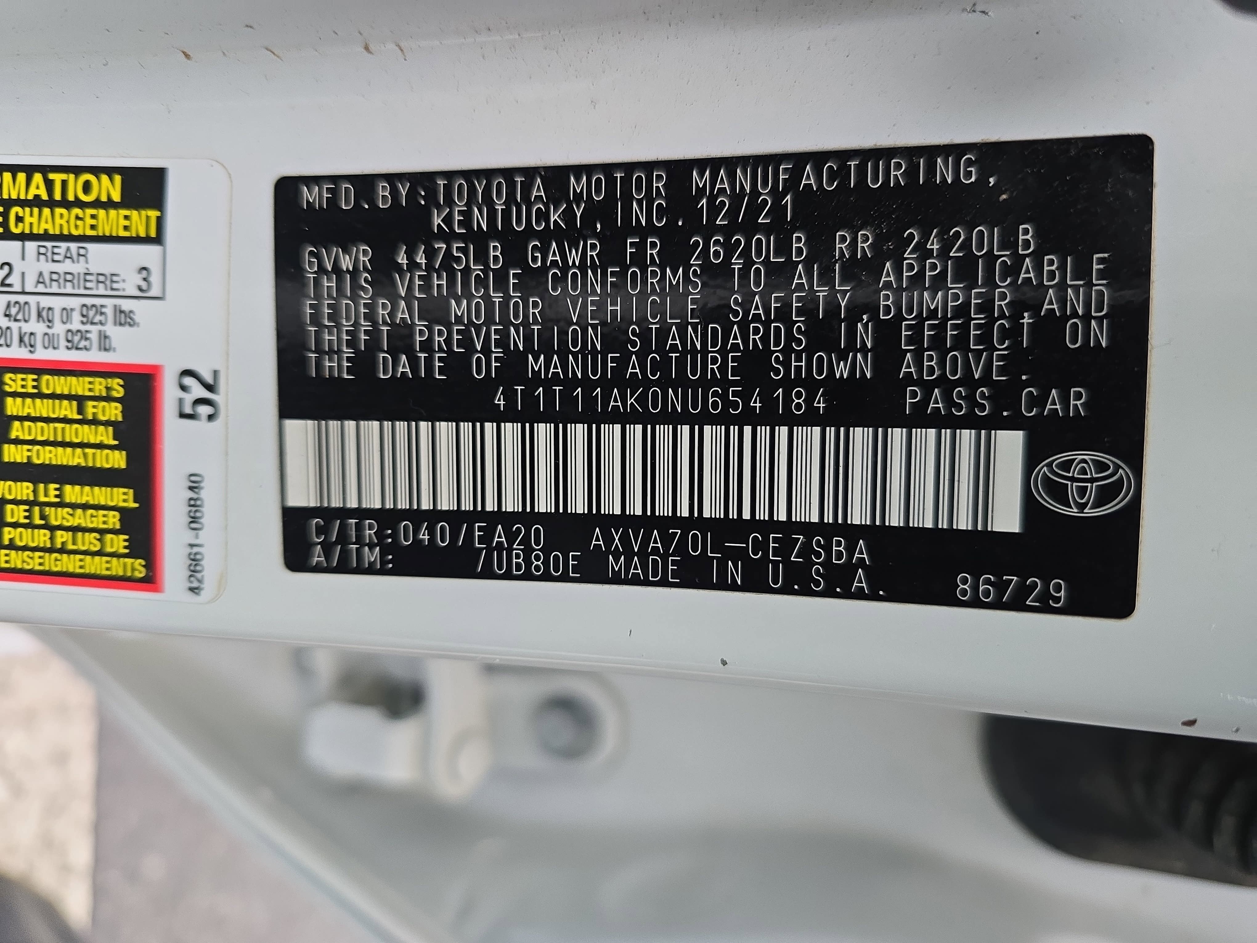 2022 Toyota Camry SE