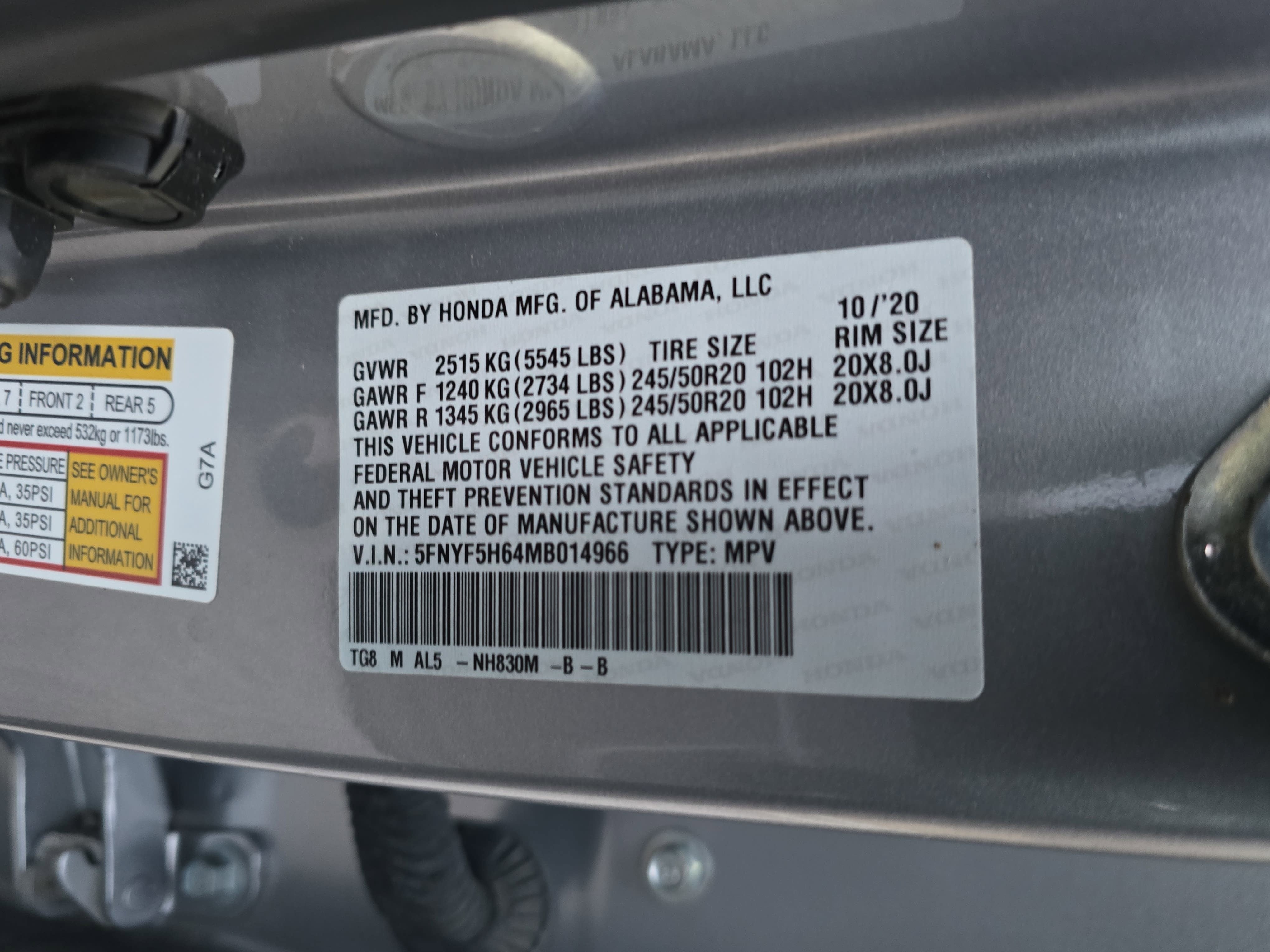 2021 Honda Pilot Touring 7-Passenger