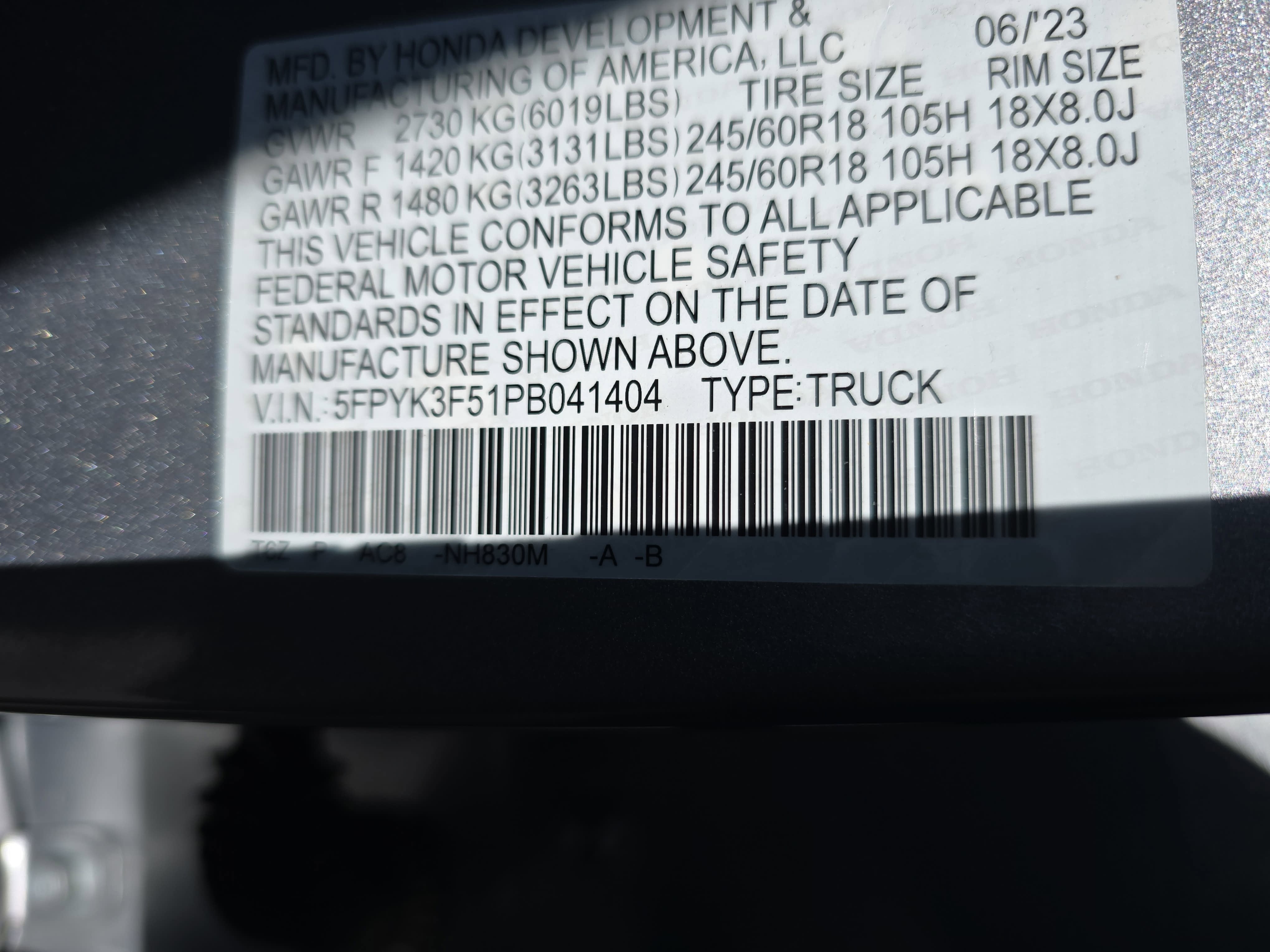 2023 Honda Ridgeline RTL