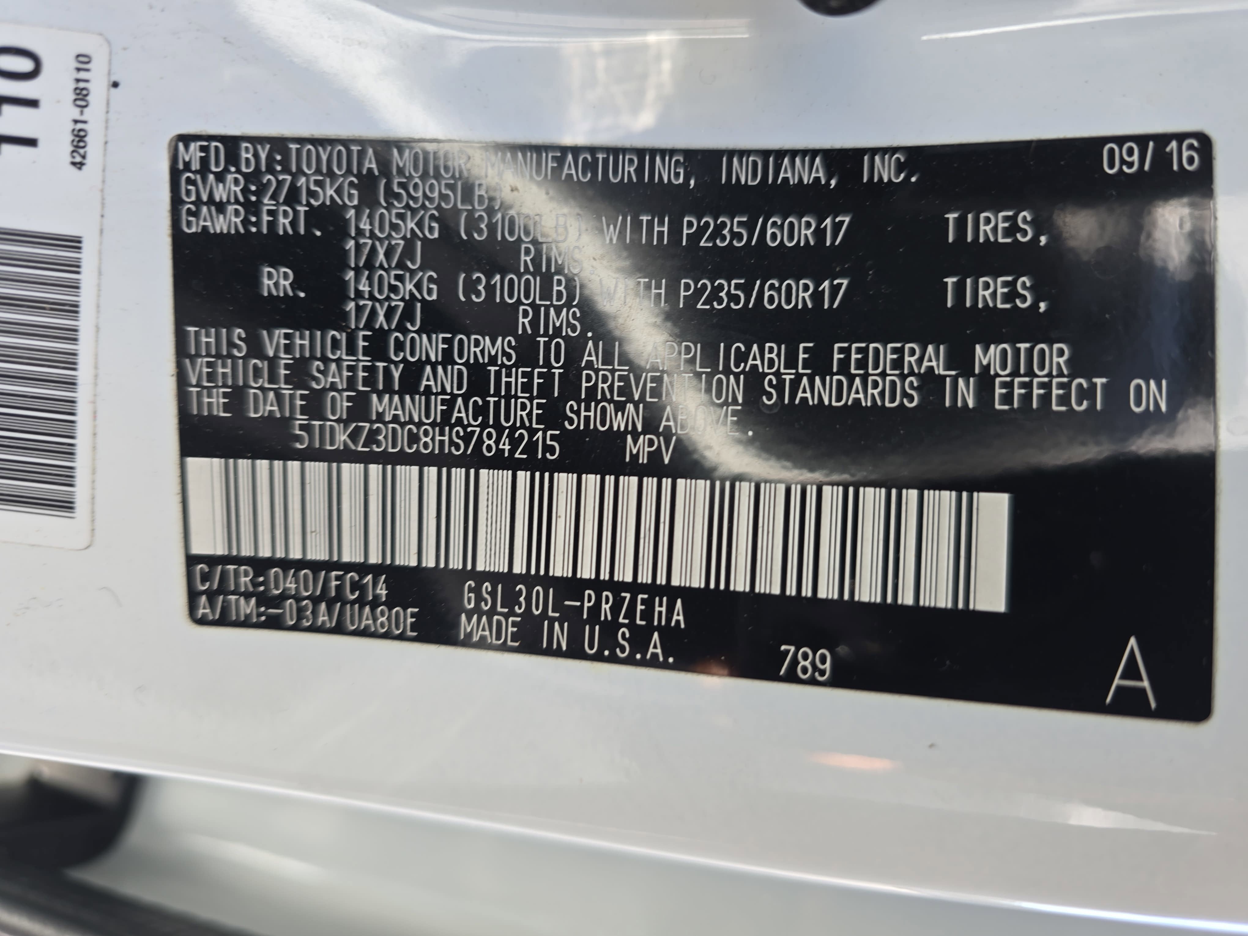2017 Toyota Sienna L