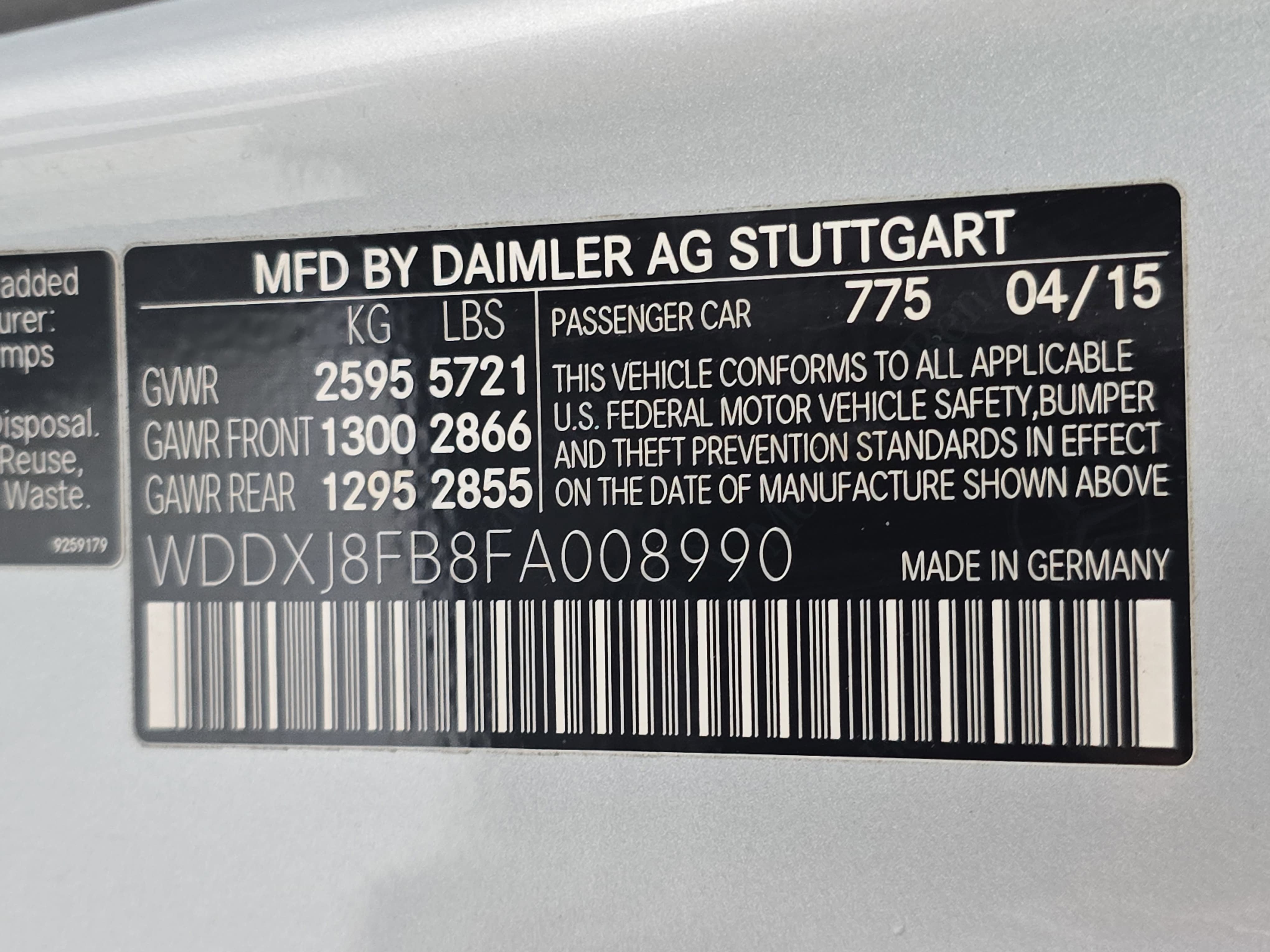 2015 Mercedes-Benz S-Class S 550