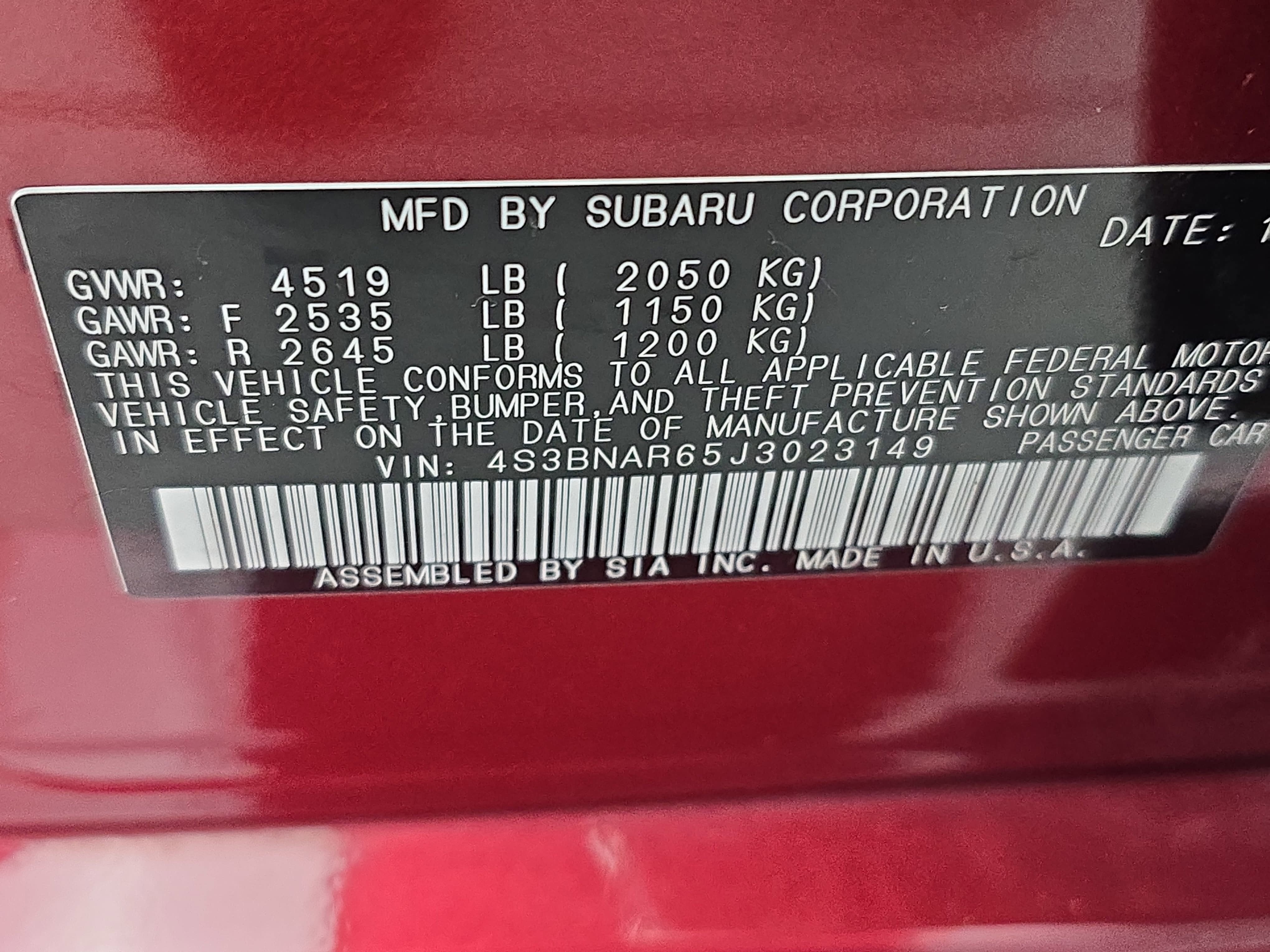 2018 Subaru Legacy Sport