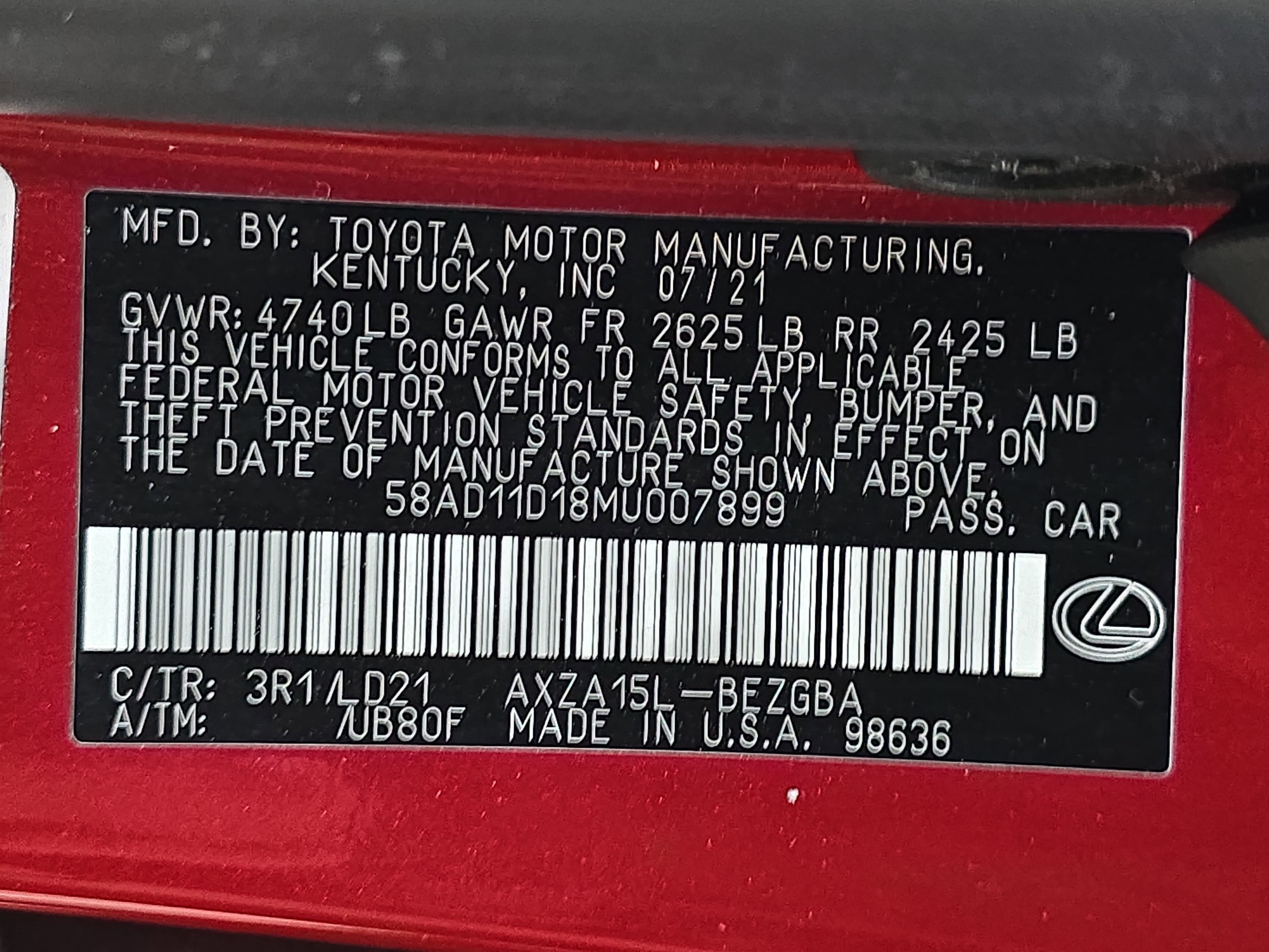 2021 Lexus ES ES 250