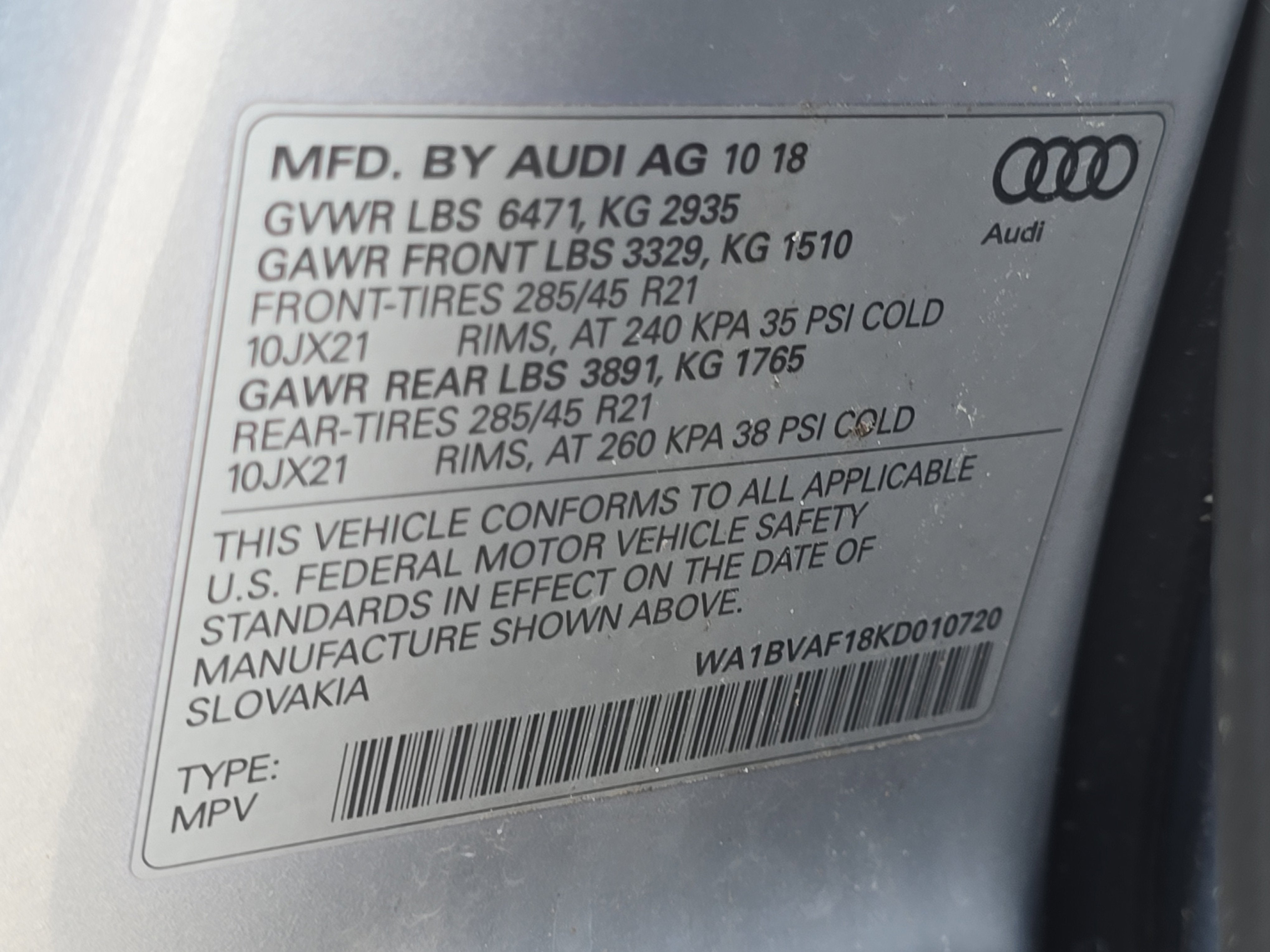 2019 Audi Q8 Premium Plus
