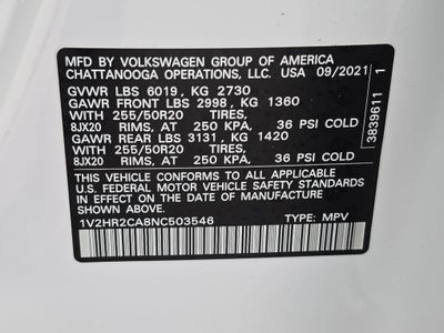 2022 Volkswagen Atlas 3.6L V6 SE w/Technology