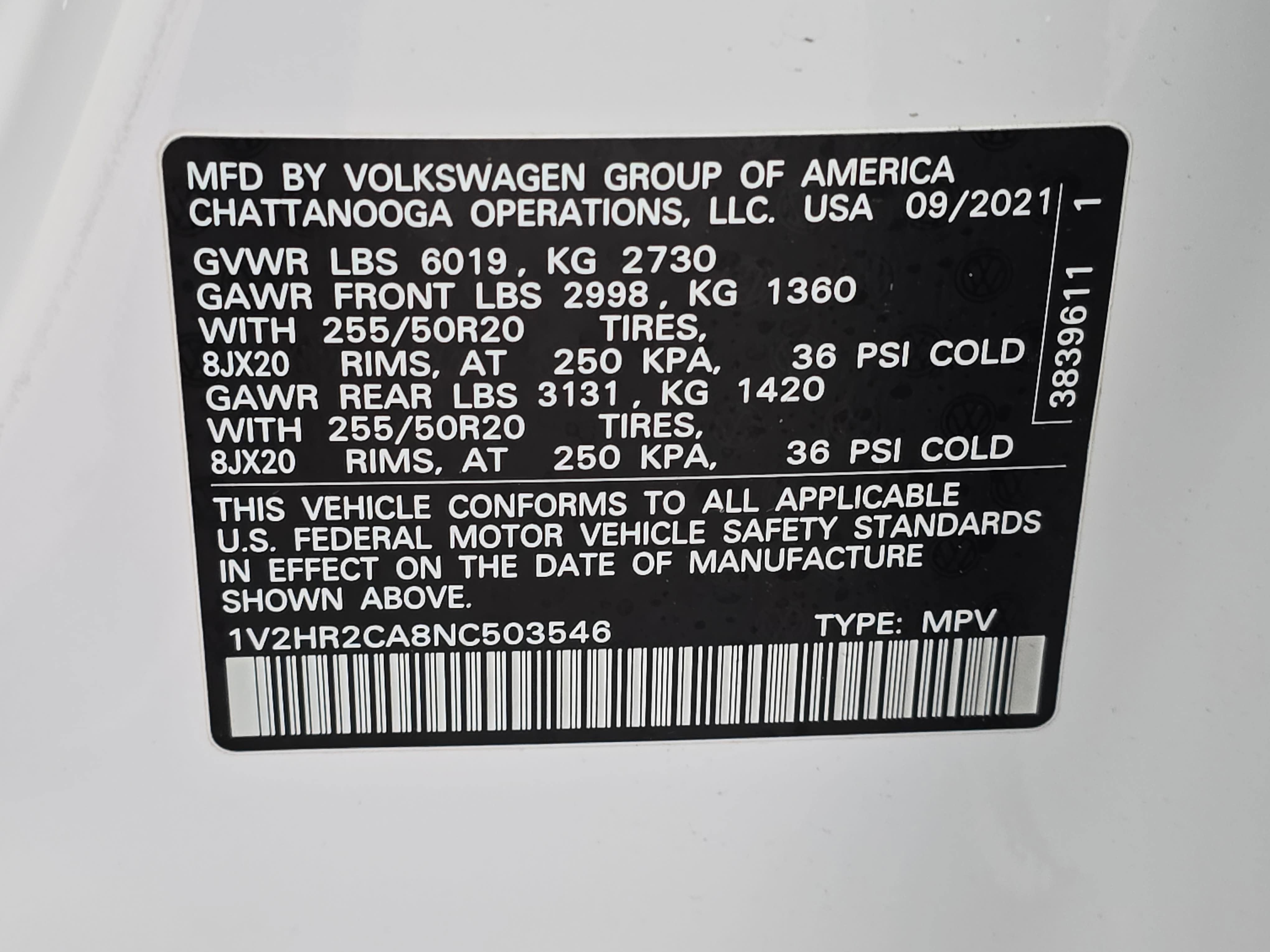 2022 Volkswagen Atlas 3.6L V6 SE w/Technology