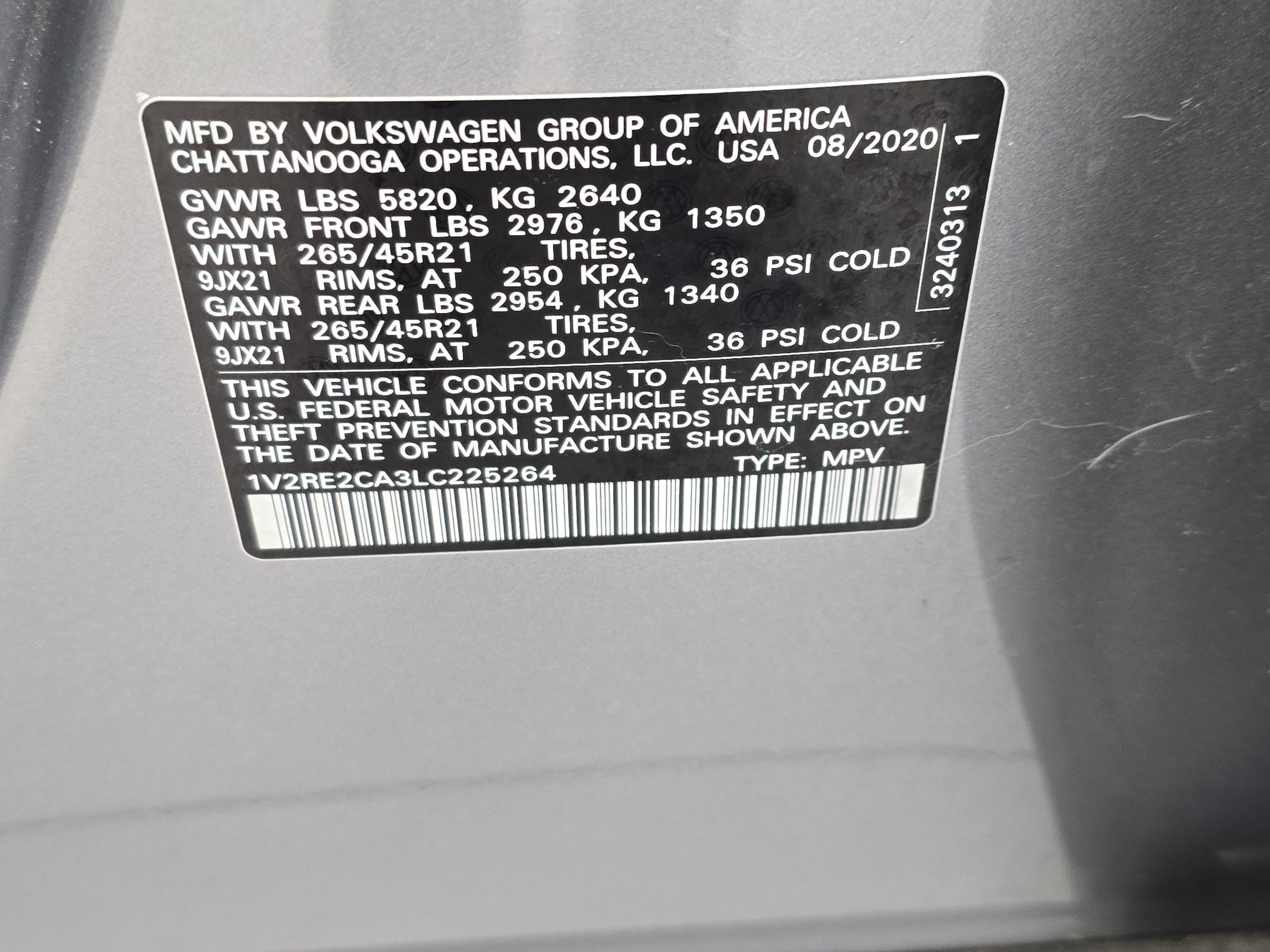 2020 Volkswagen Atlas Cross Sport 3.6L V6 SEL R-Line