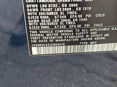 2018 Volkswagen Atlas 3.6L V6 SEL