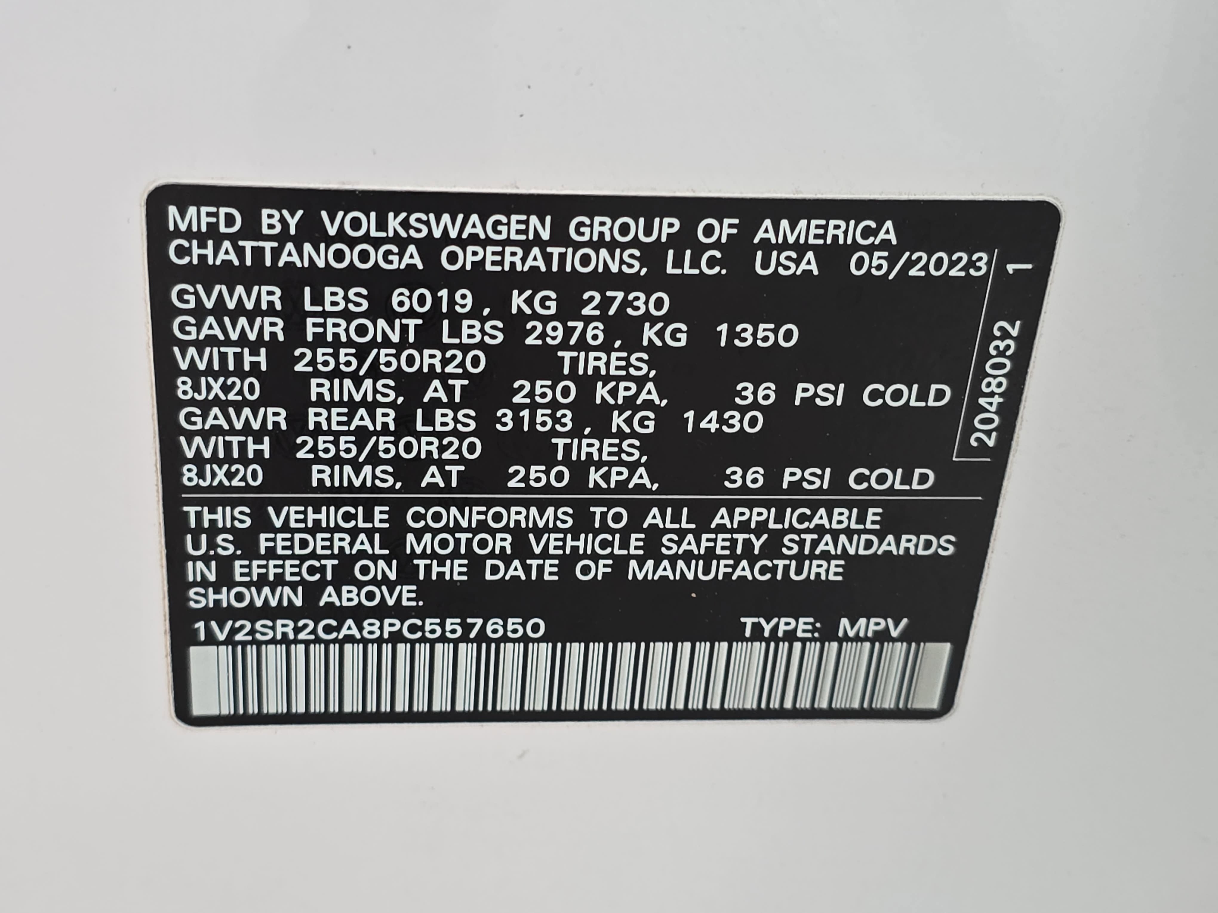 2023 Volkswagen Atlas 3.6L V6 SEL R-Line Black