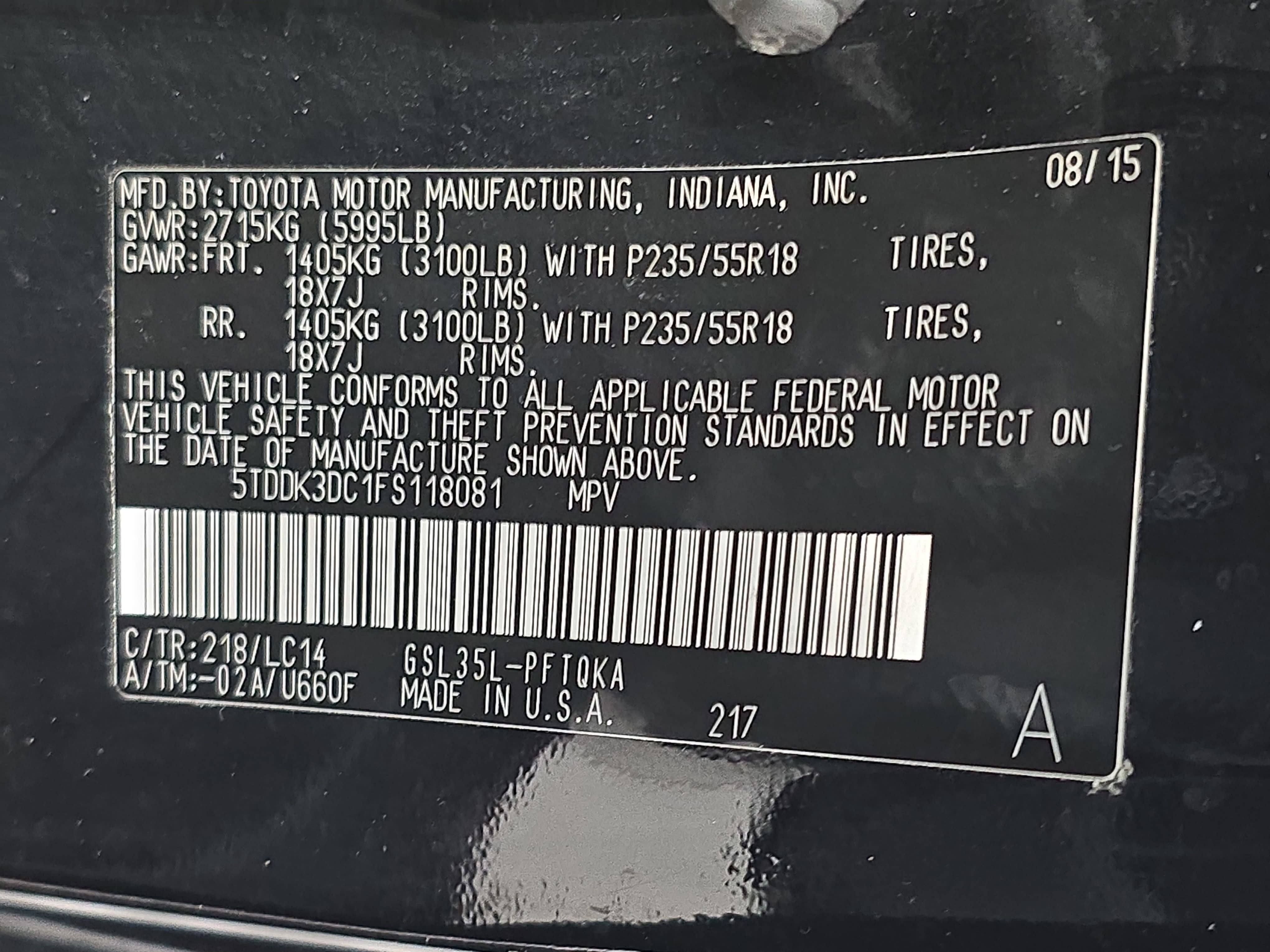 2015 Toyota Sienna XLE