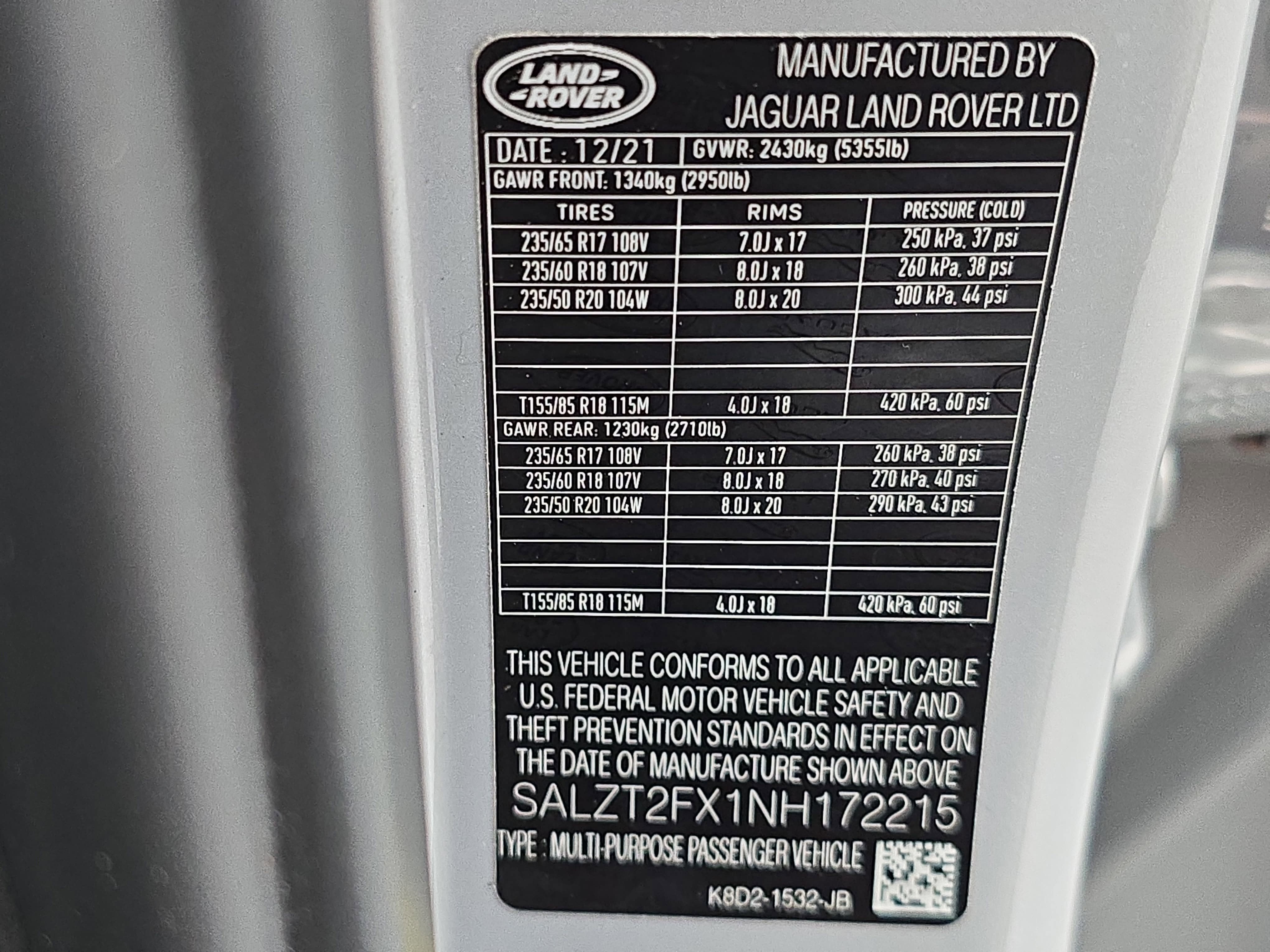 2022 Land Rover Range Rover Evoque R-Dynamic S