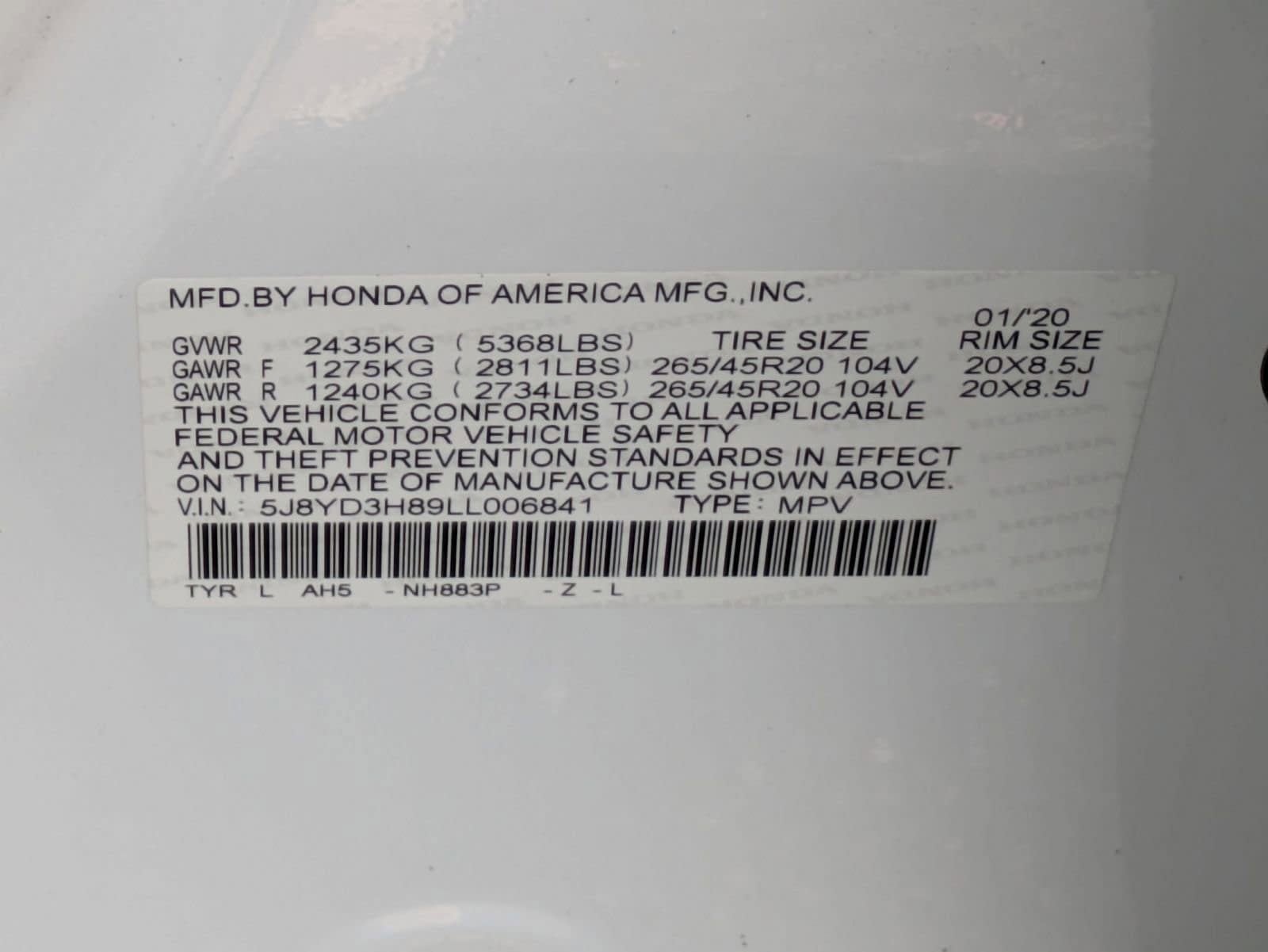 2020 Acura MDX w/Advance Pkg