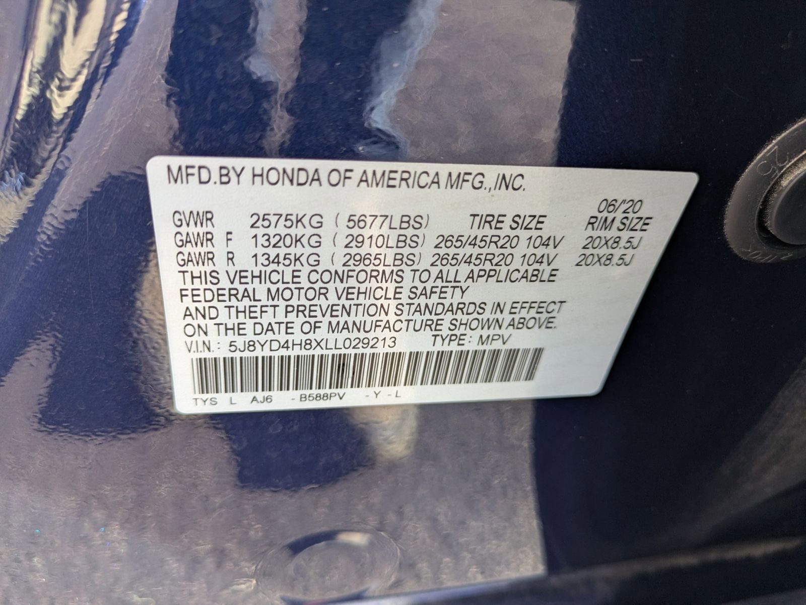 2020 Acura MDX w/Advance Pkg