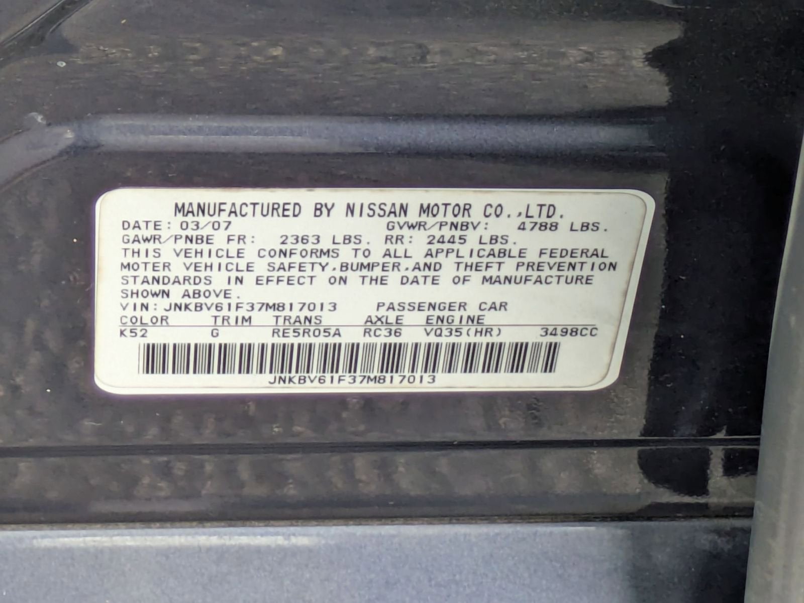 2007 INFINITI G35 Sedan G35x