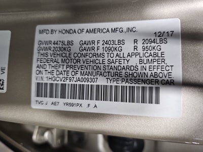 2018 Honda Accord Sedan Touring 2.0T