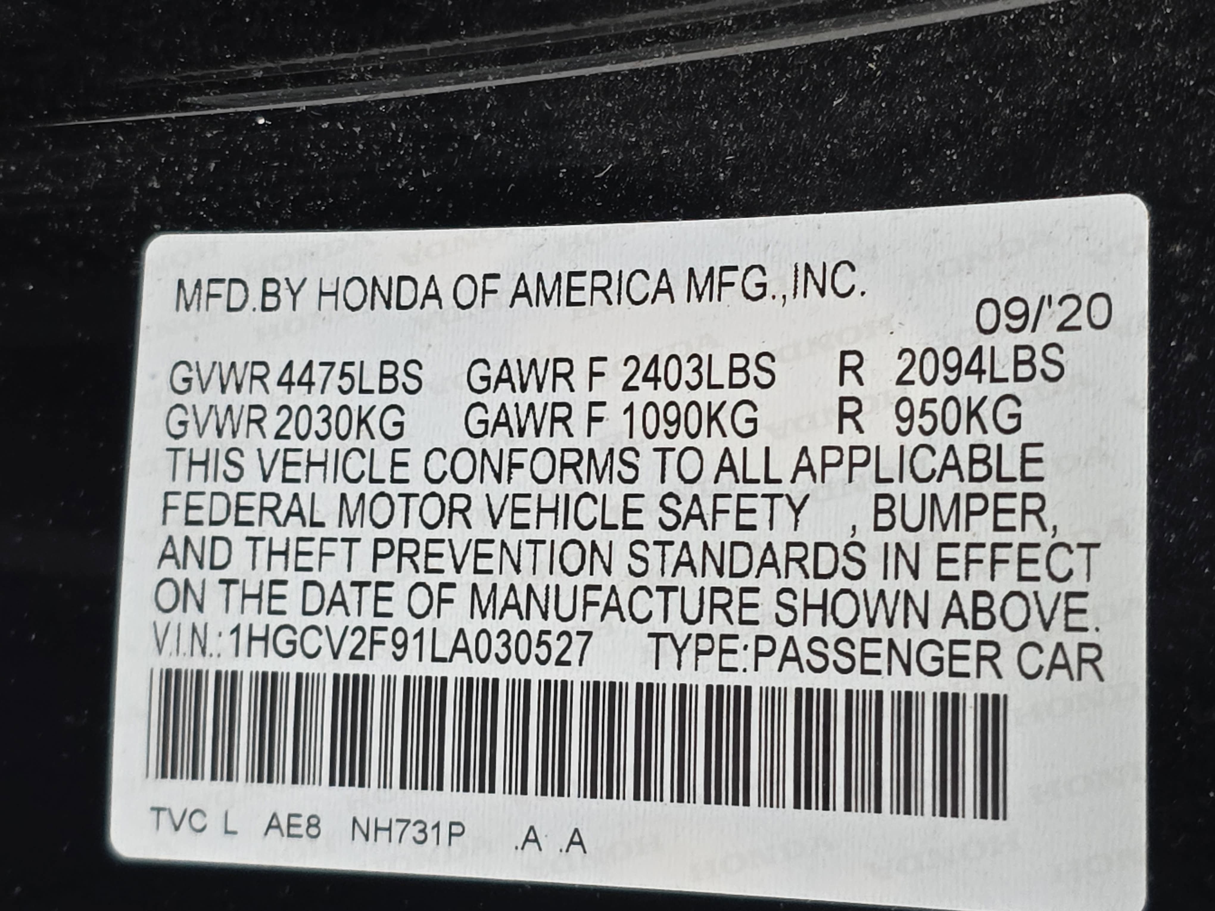 2020 Honda Accord Touring