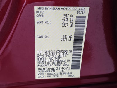 2017 Nissan Altima 2.5 SV