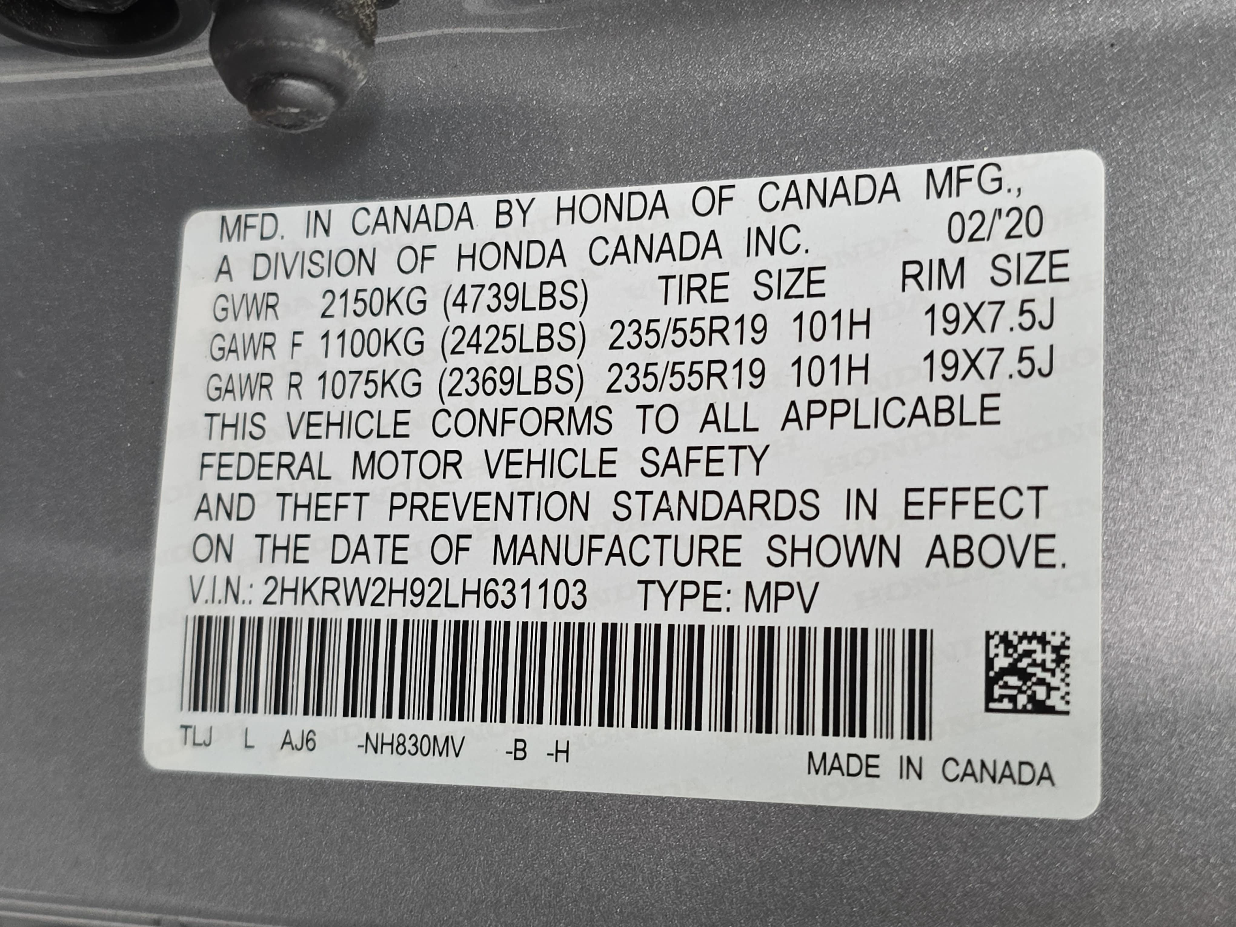 2020 Honda CR-V Touring