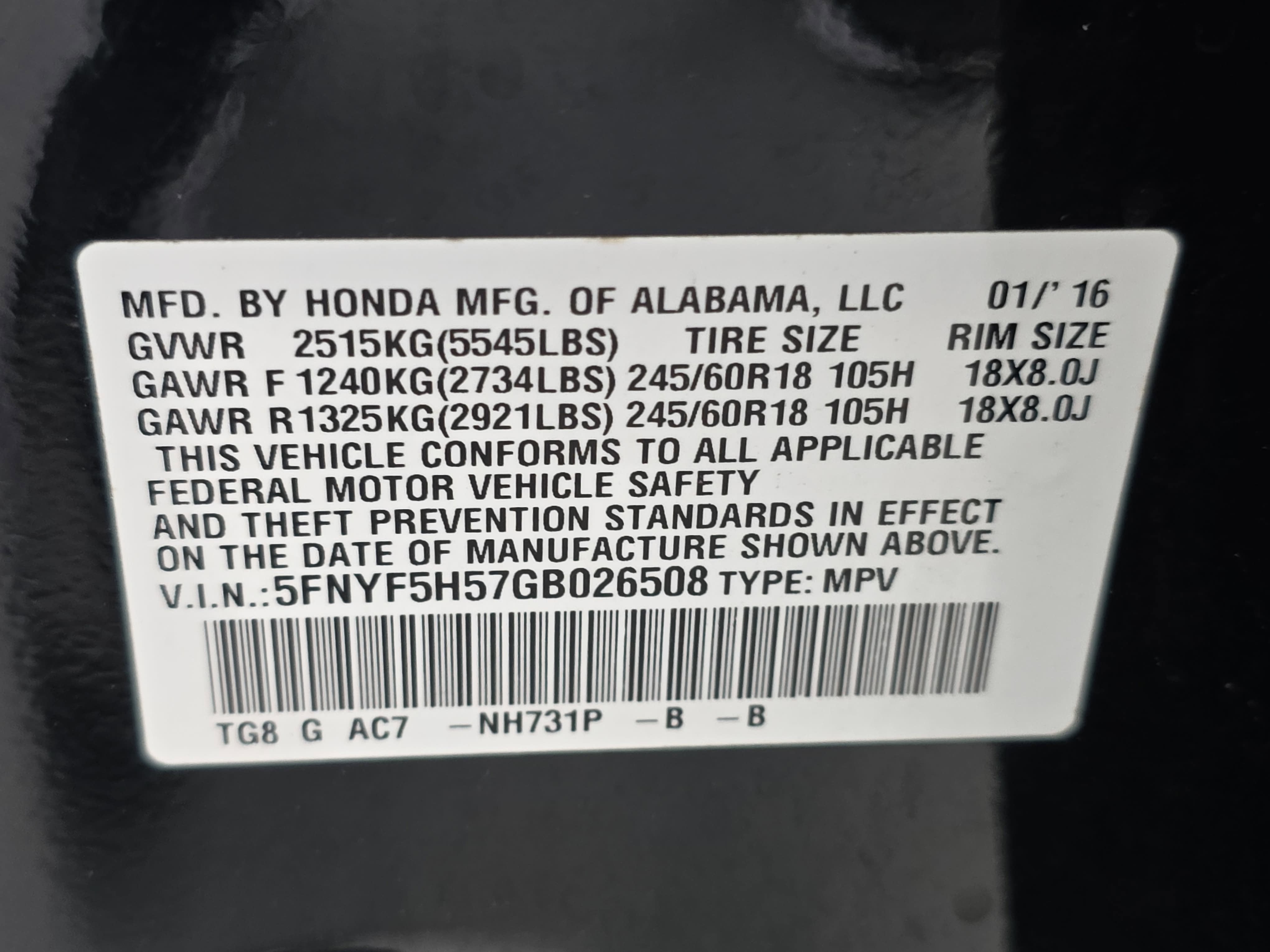 2016 Honda Pilot EX-L