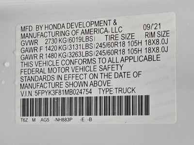 2021 Honda Ridgeline Black Edition