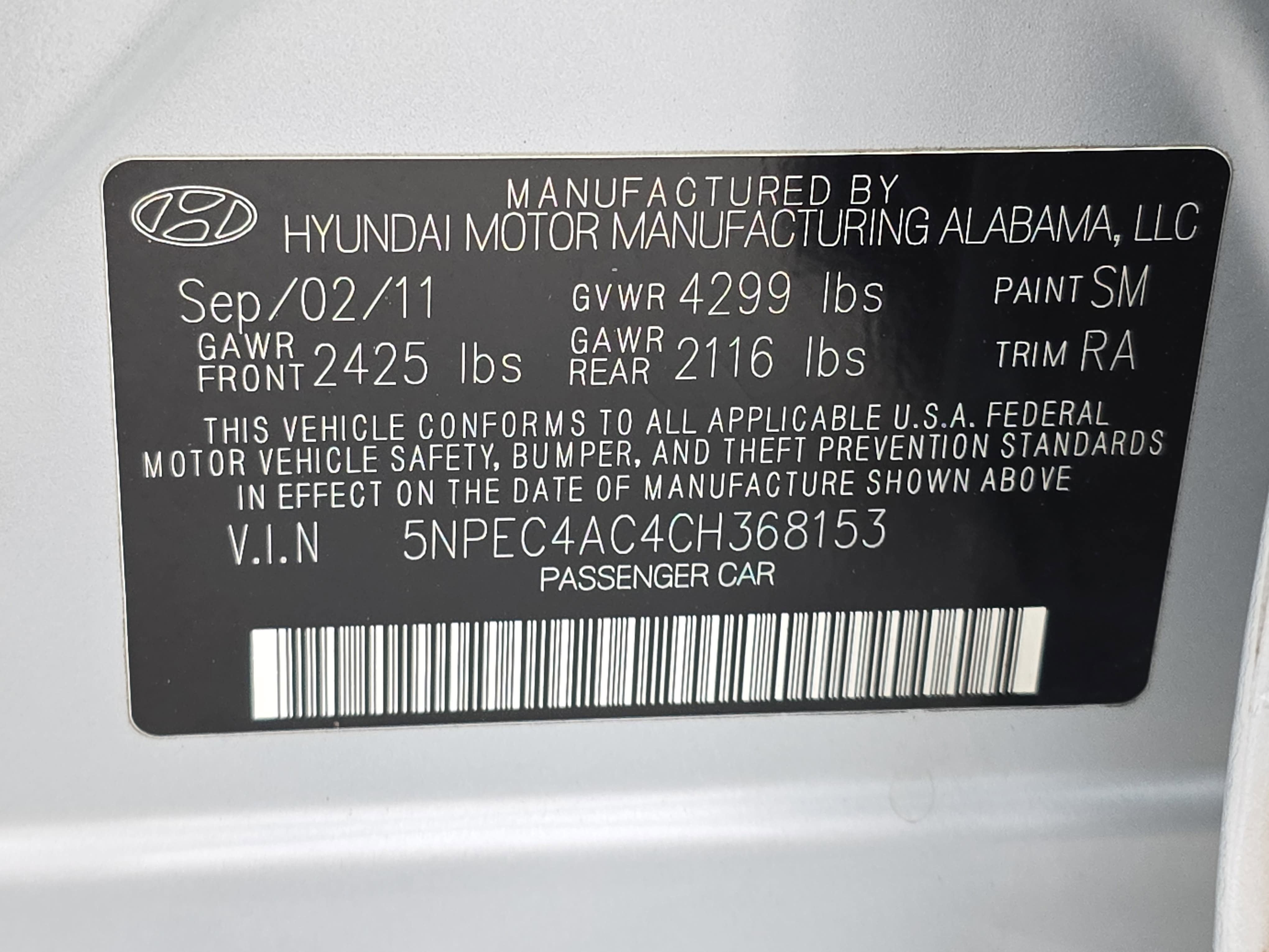 2012 Hyundai Sonata 2.4L Limited PZEV