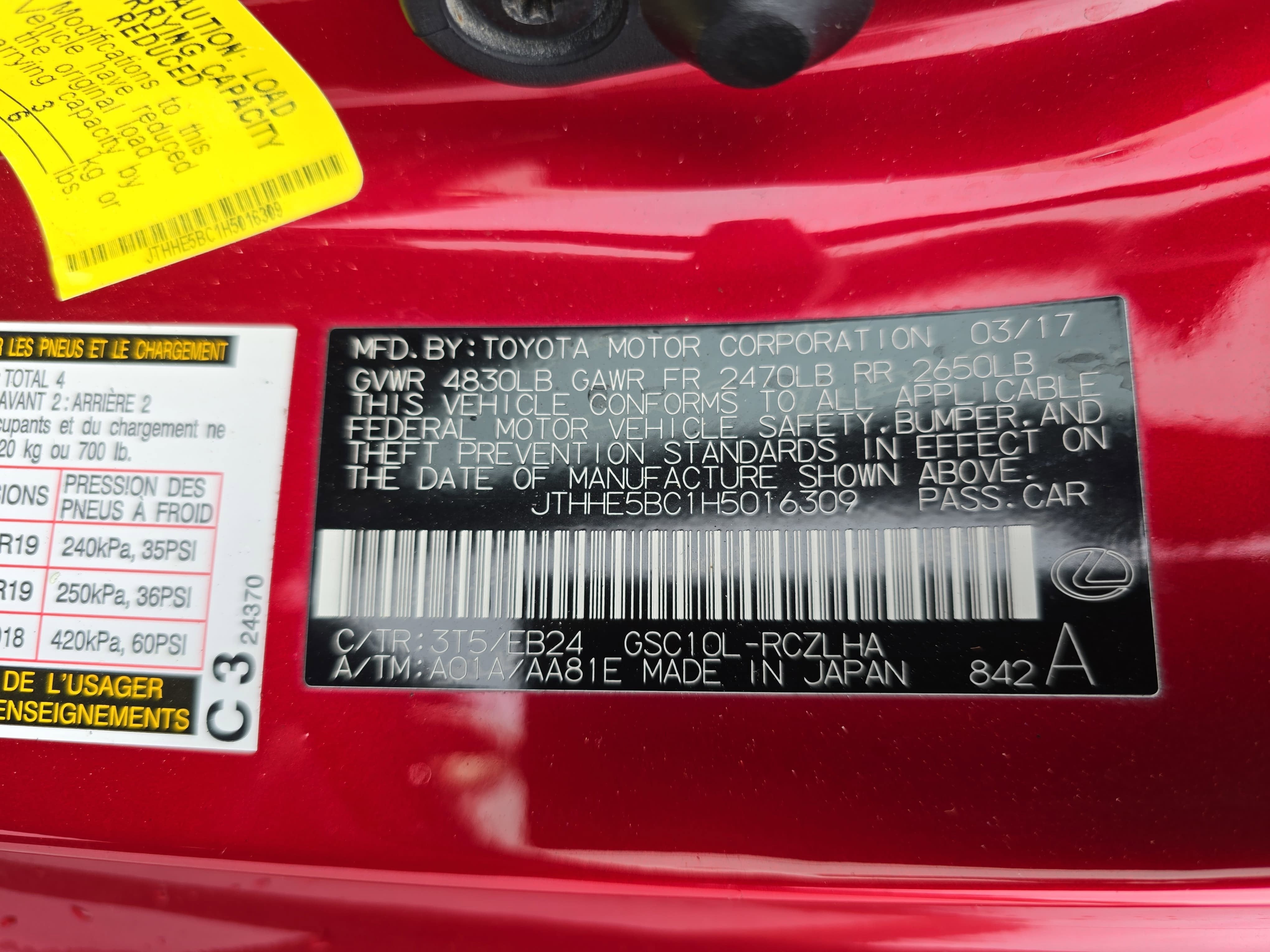 2017 Lexus RC 350 350