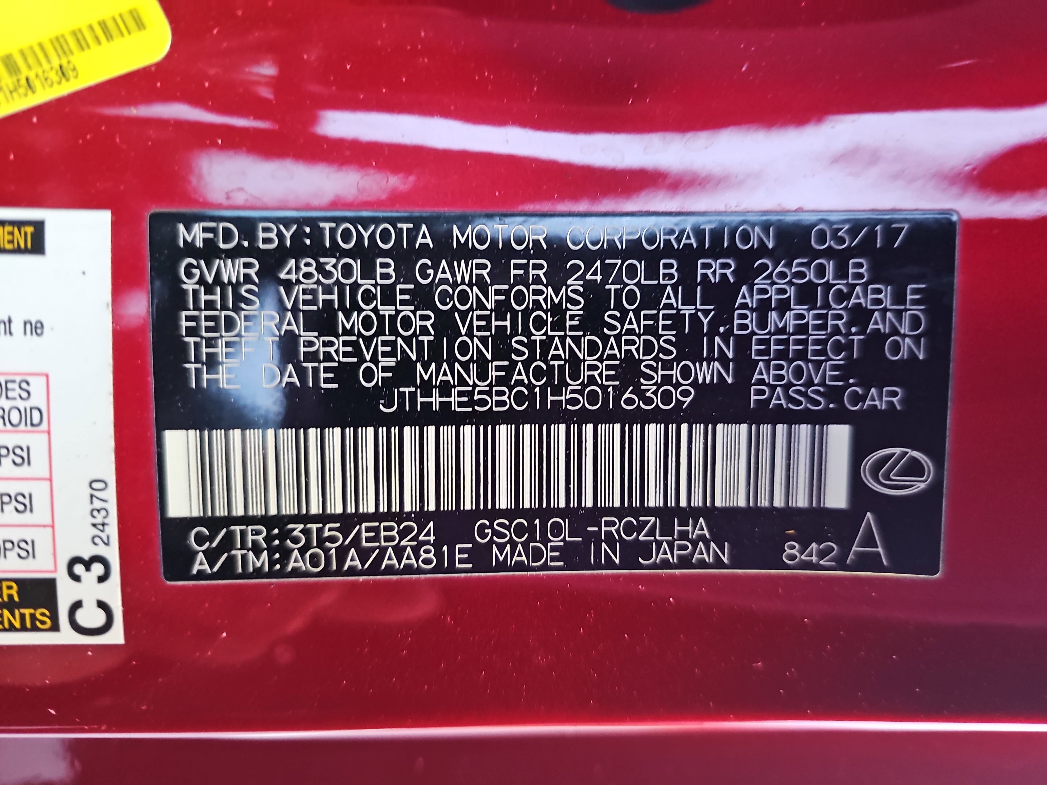 2017 Lexus RC 350 350