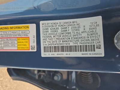 2025 Honda Civic Sedan Hybrid Sport