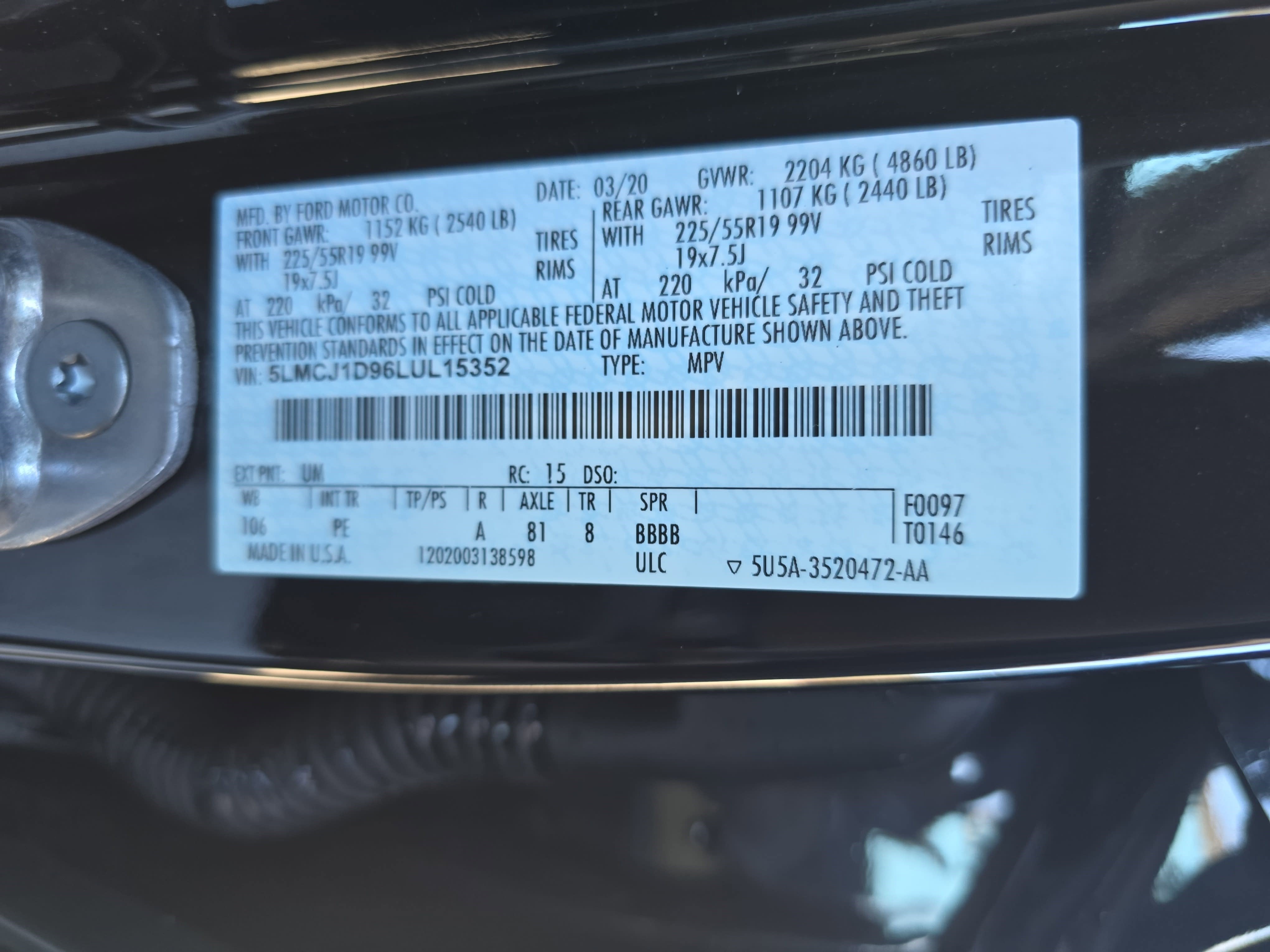 2020 Lincoln Corsair Standard