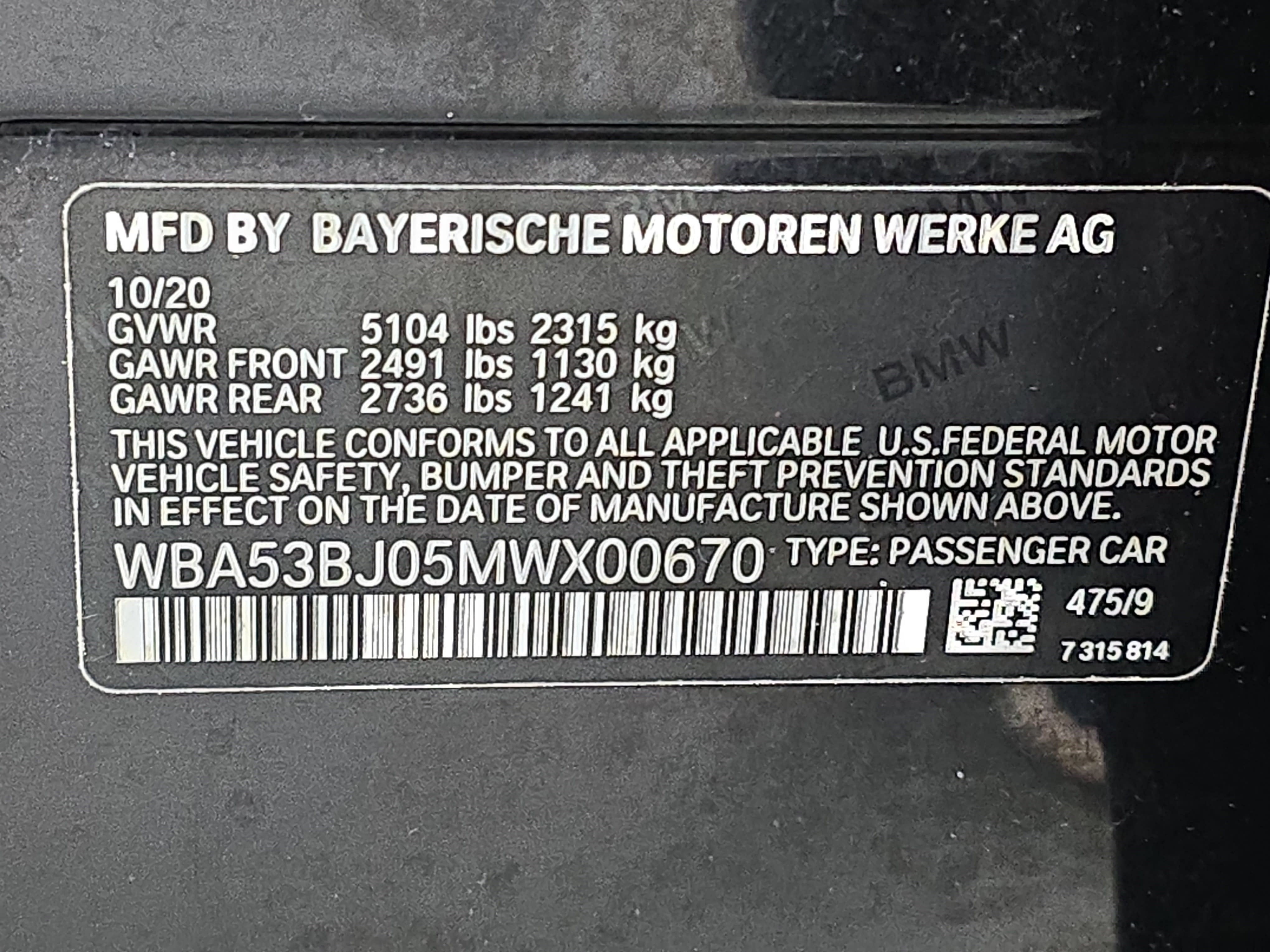 2021 BMW 5 Series 540i