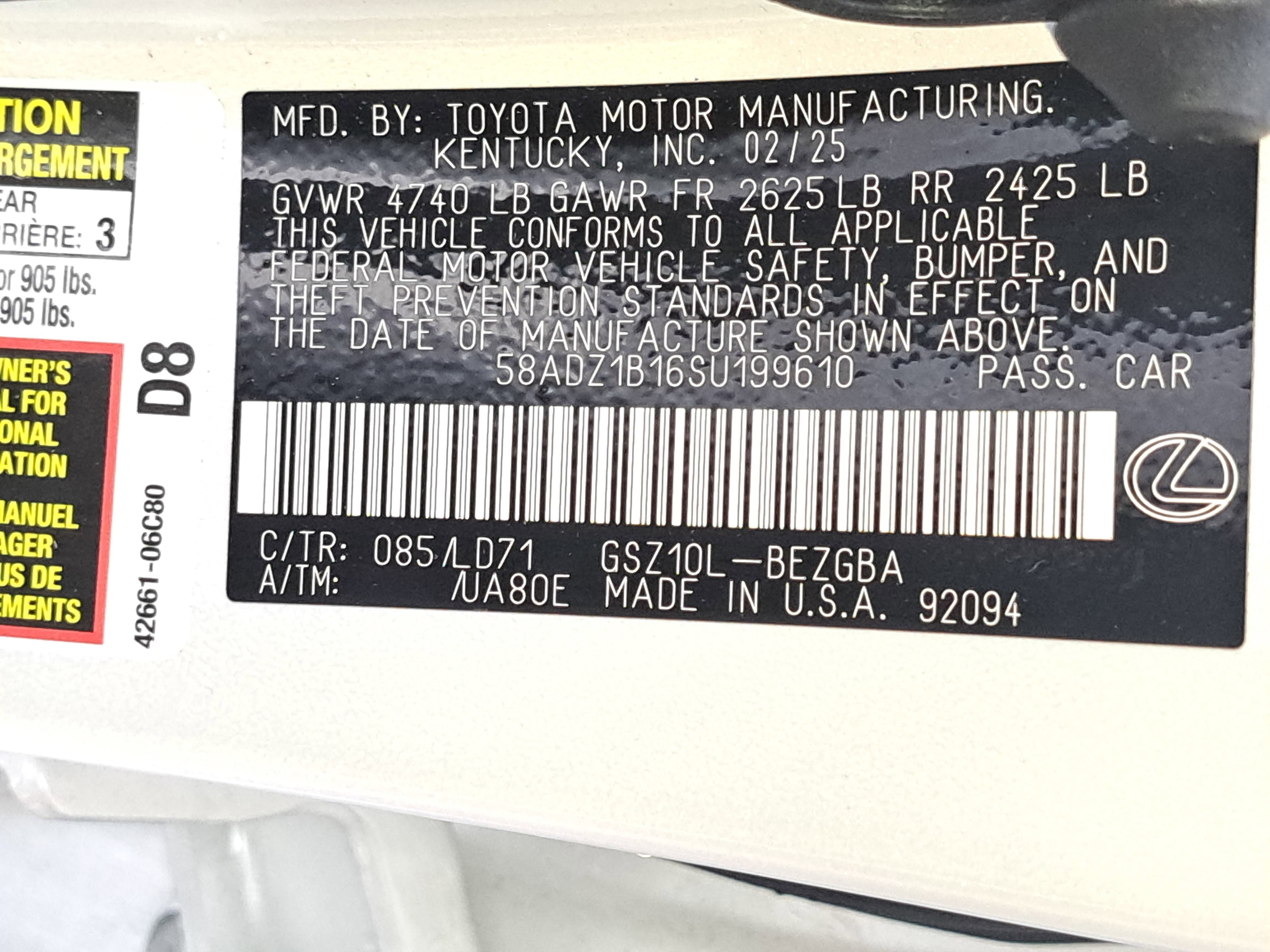 2025 Lexus ES ES 350